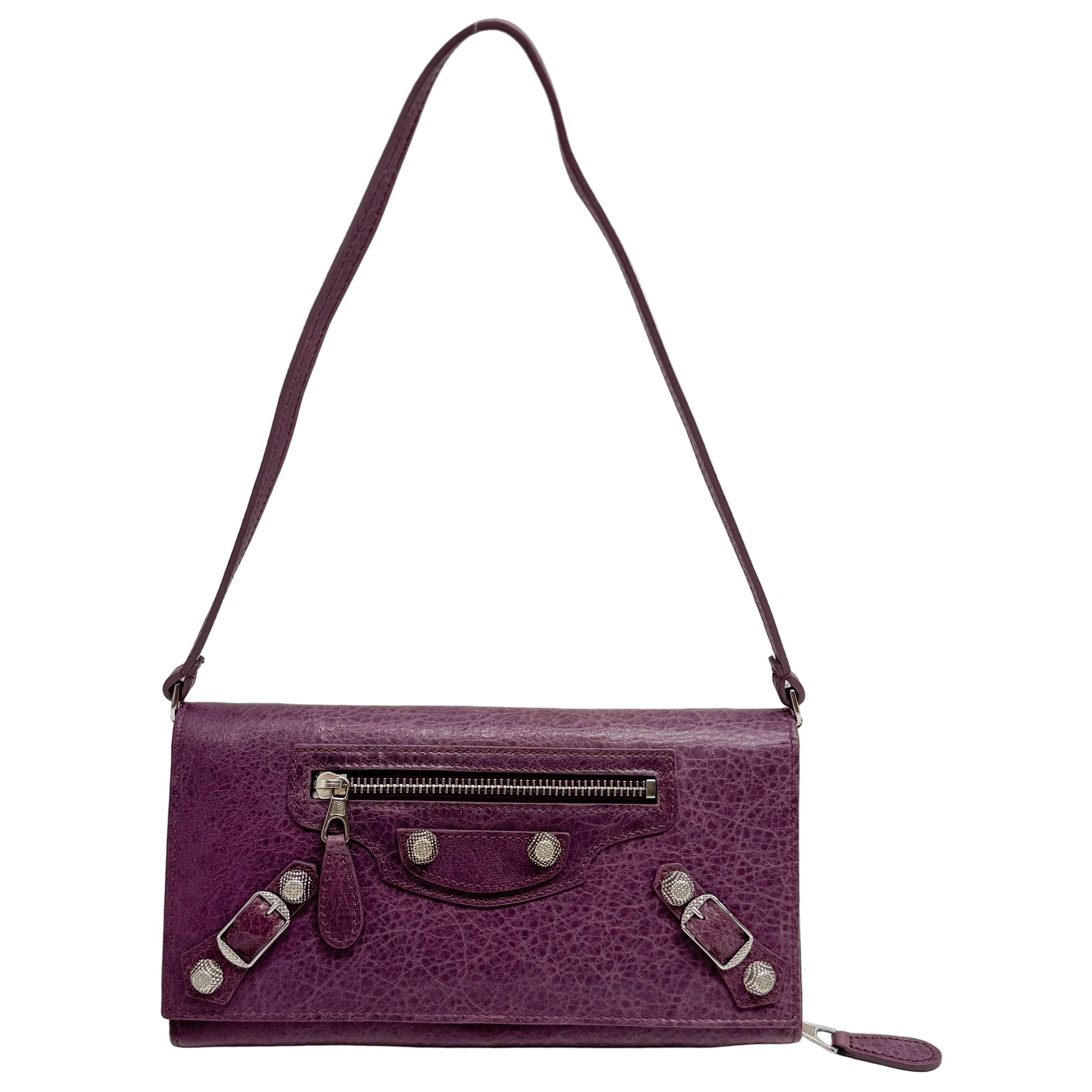 Continental Purple Calfskin Leather Wallet/Shoulder Bag