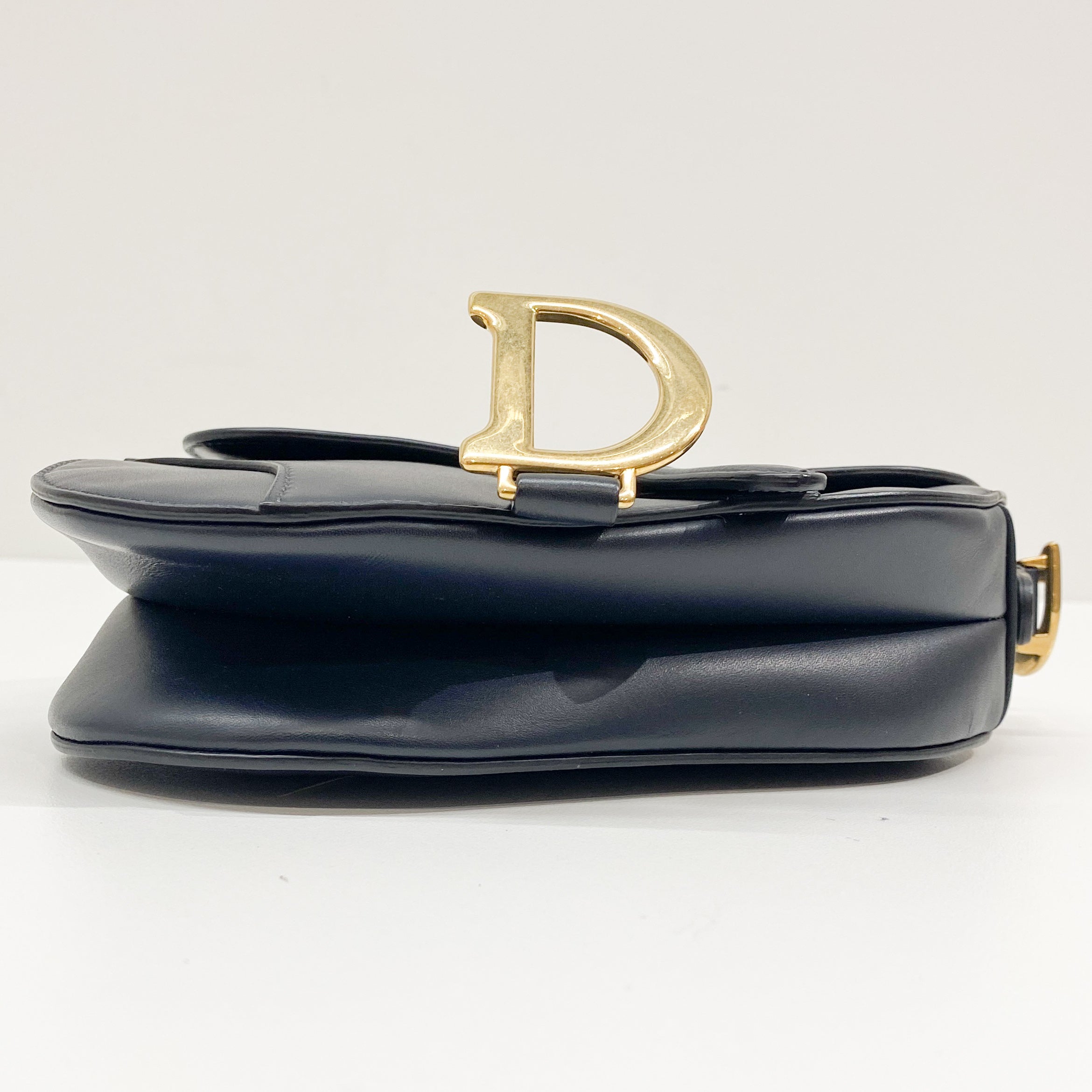 Navy Leather Saddle Bag