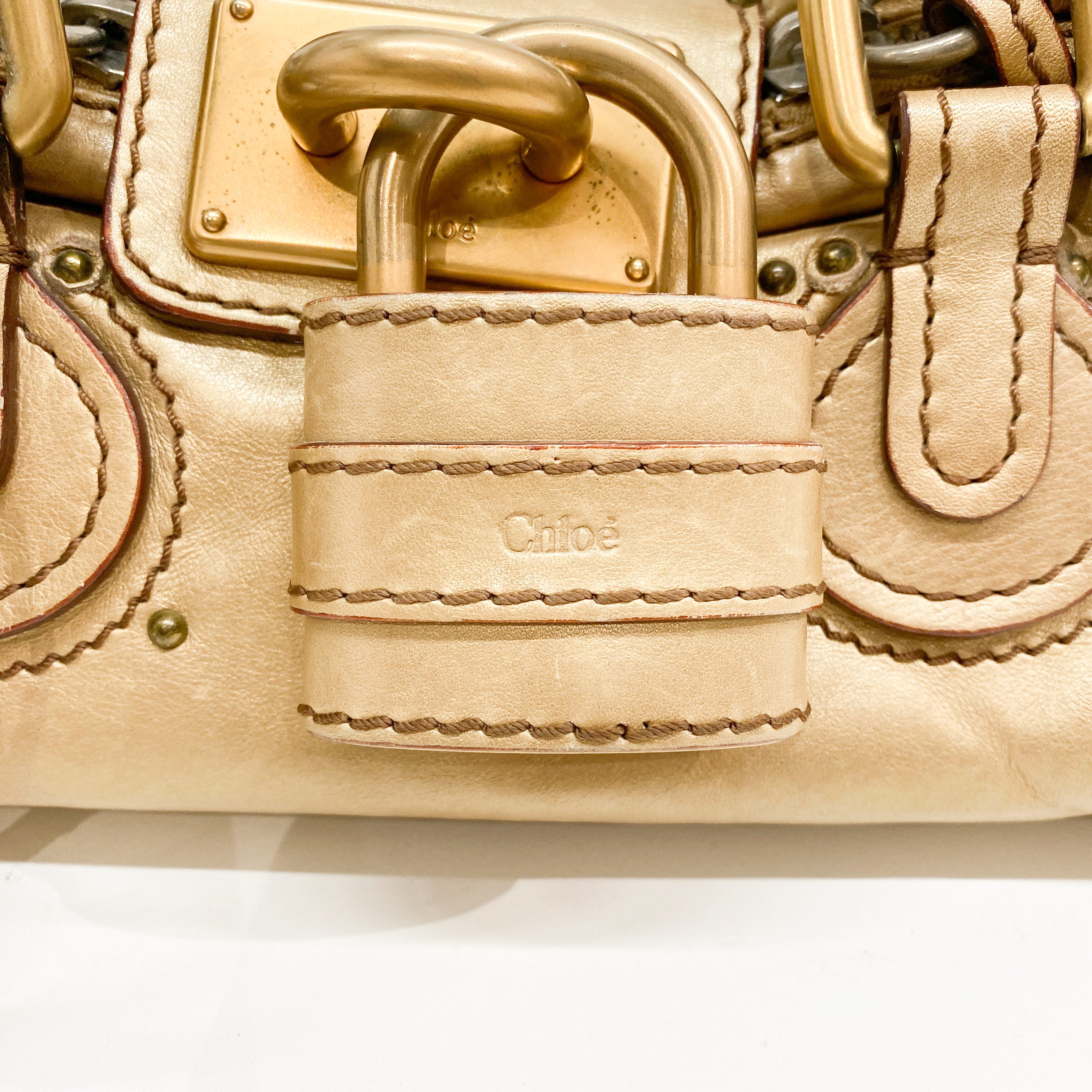 Paddington Mini Gold Leather Shoulder Bag