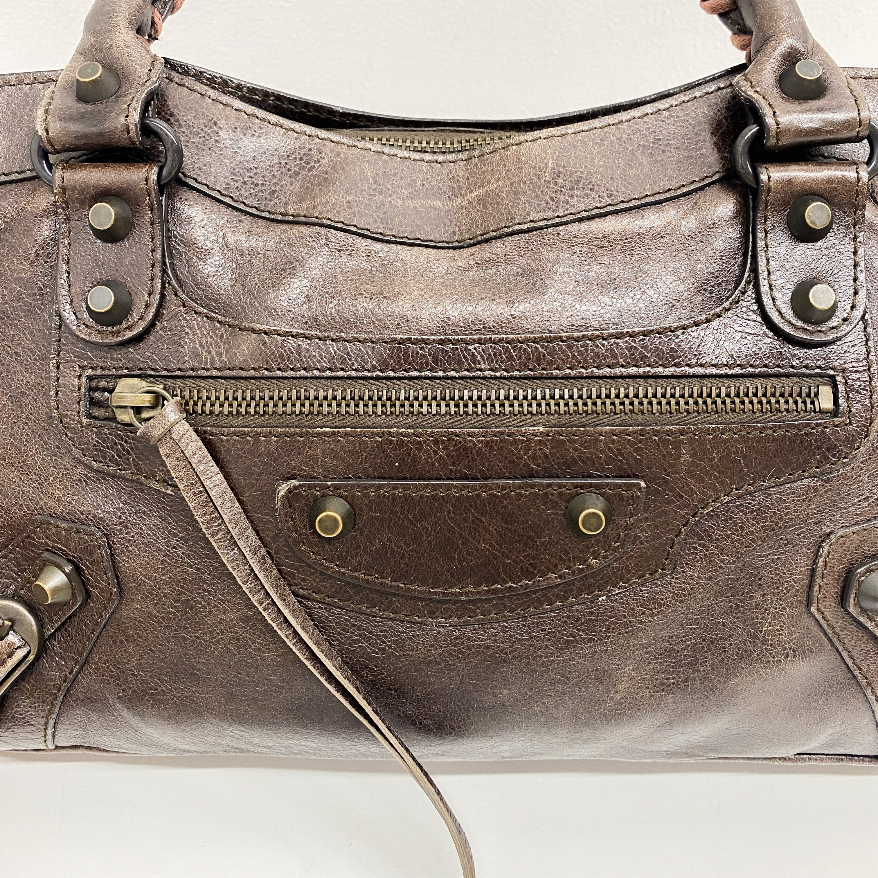 The First Dark Brown Calfskin Leather Two Way Bag