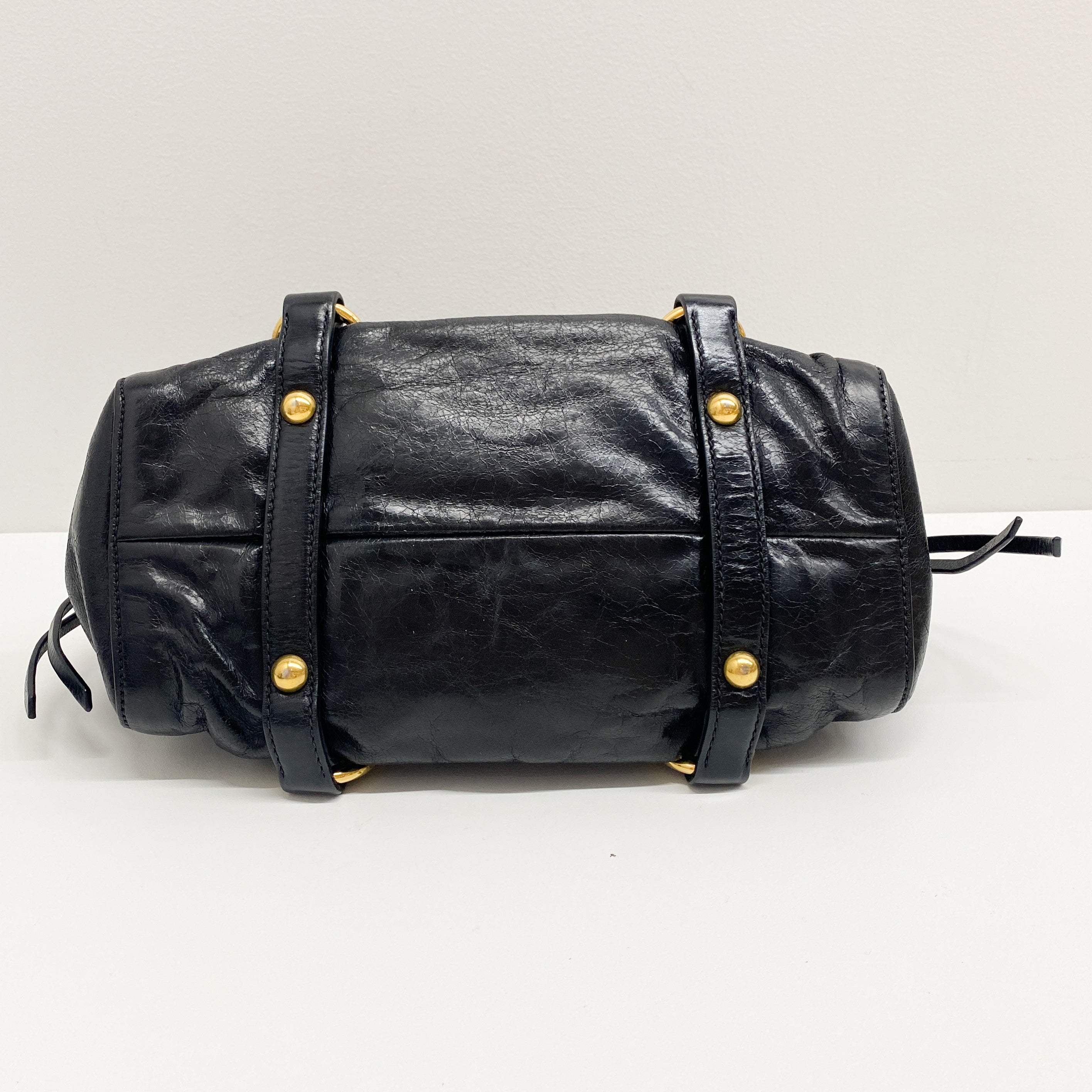 Mini Vitello Black Calfskin Leather Two Way Bag