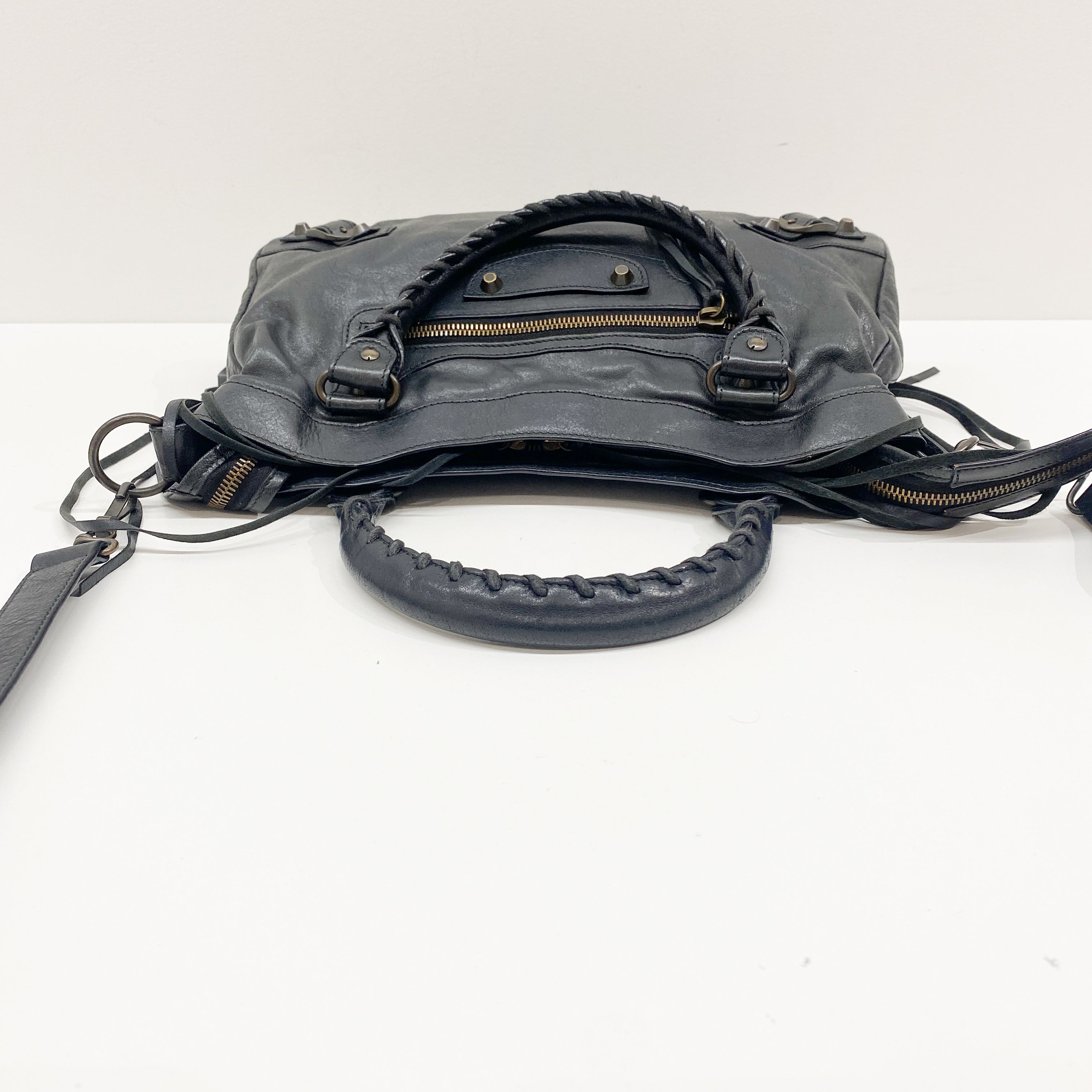The Town Black Leather Hand Bag