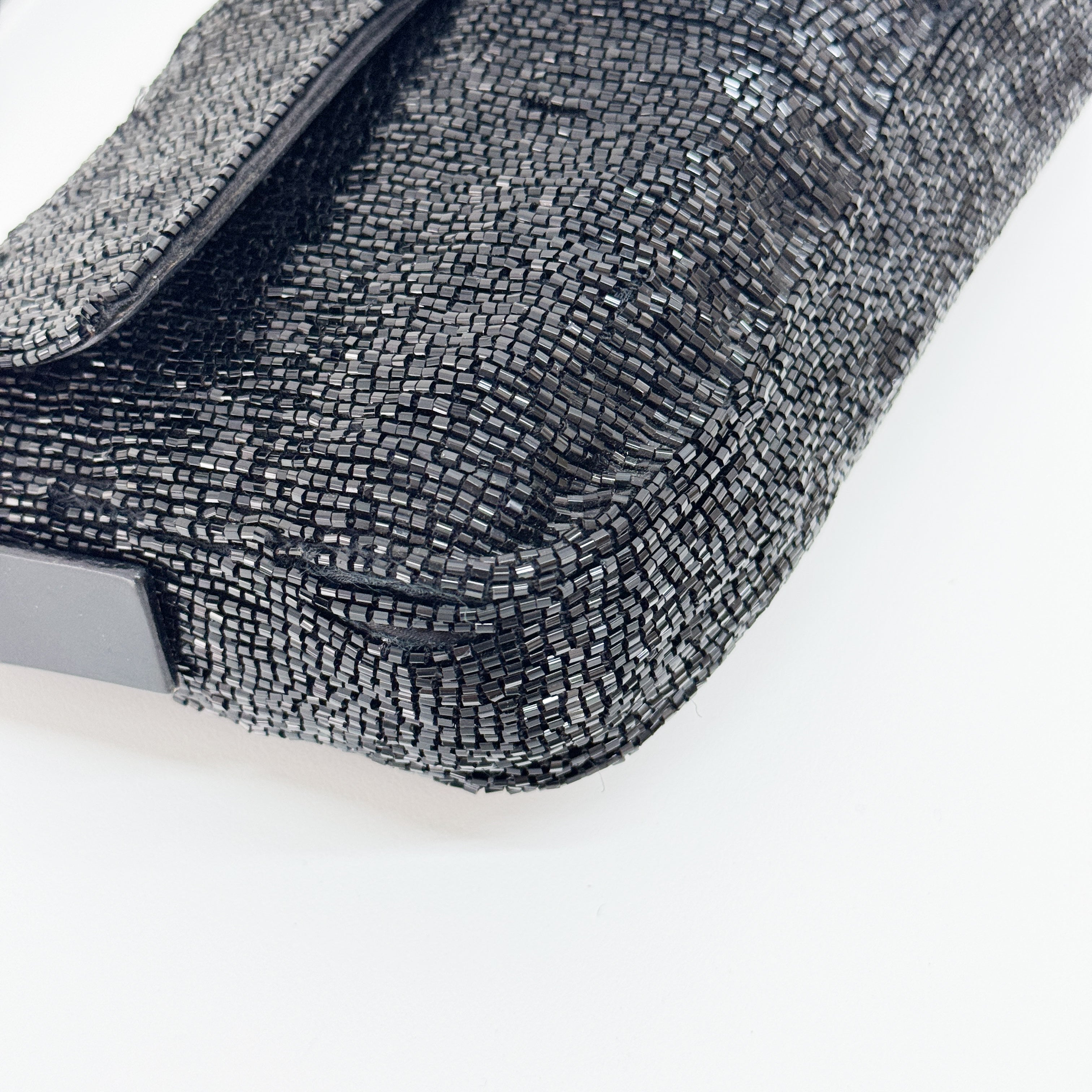 Baguette Black Beading Shoulder Bag