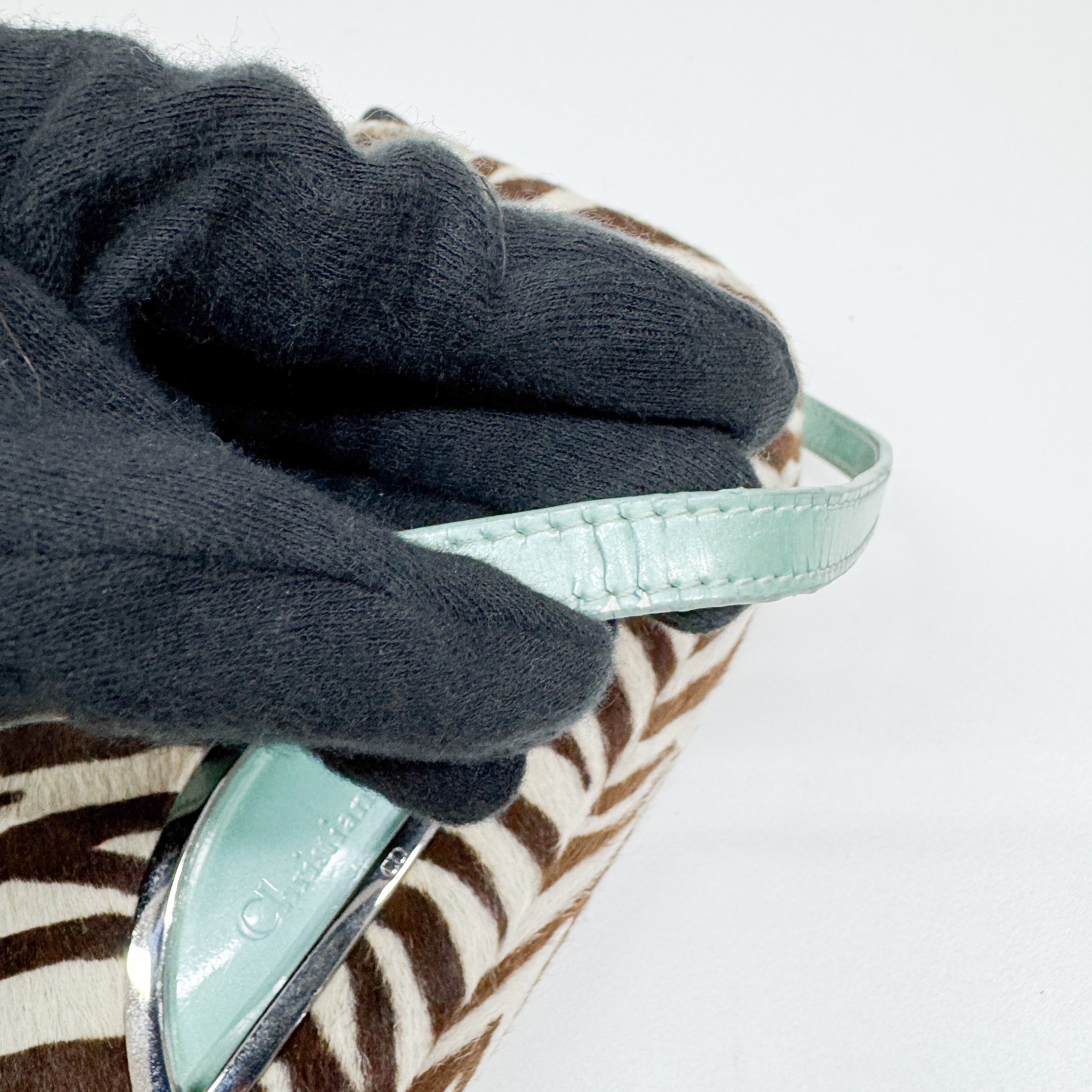 Limited Edition Malice Pearl Zebra Print Pony Hair Shoulder Bag