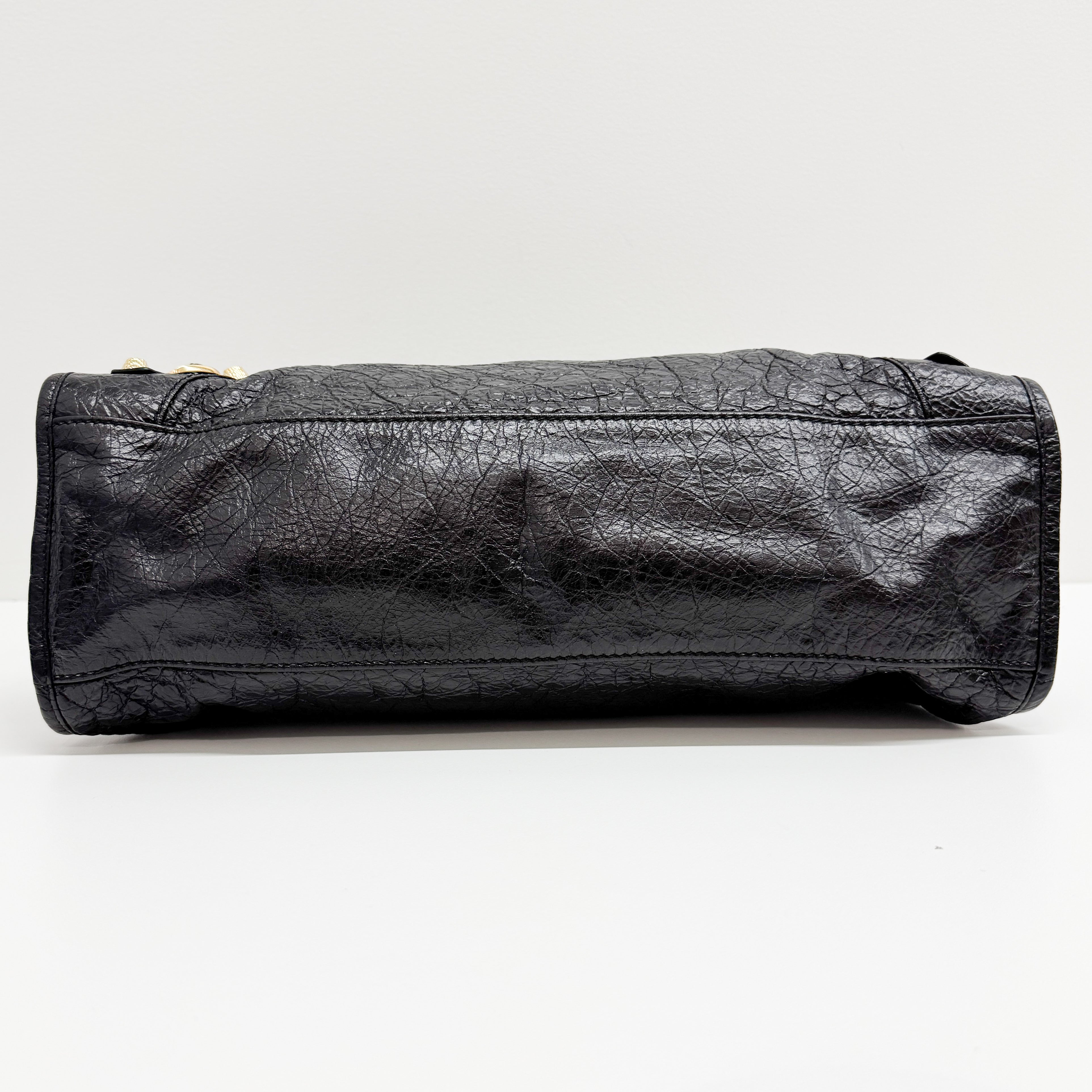The City Black Calfskin Leather Two Way Bag