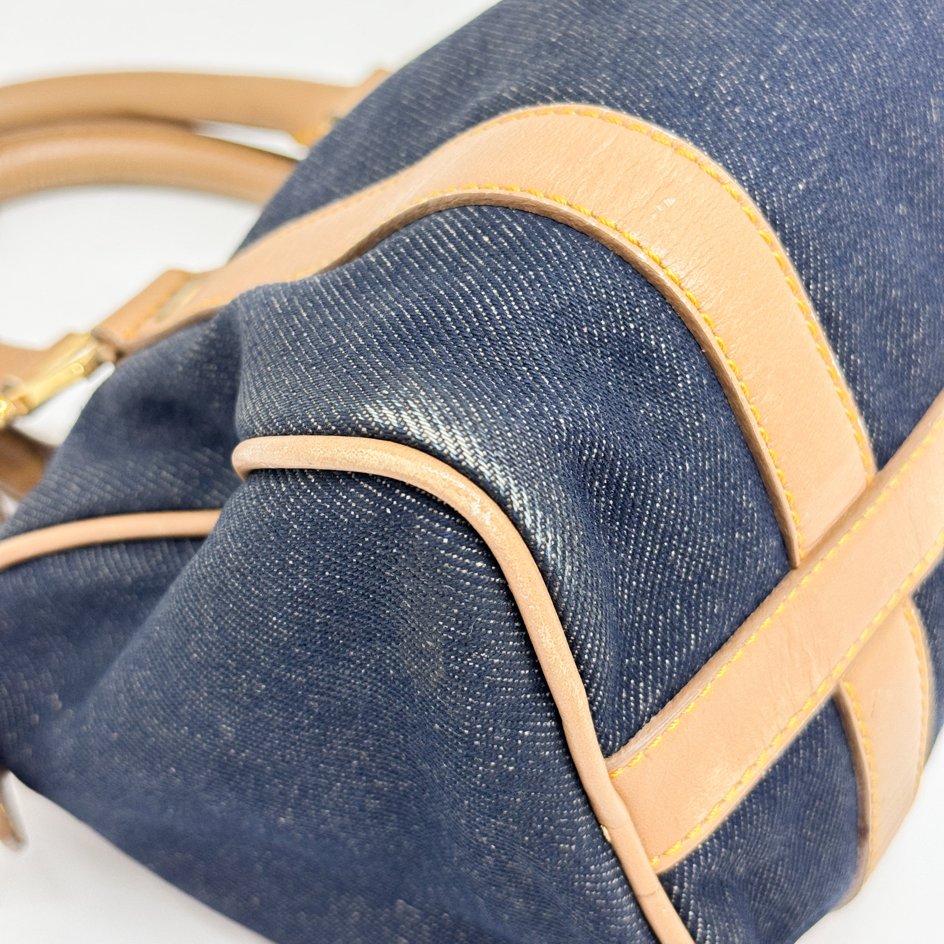 Mini Boston Blue Denim Hand Bag