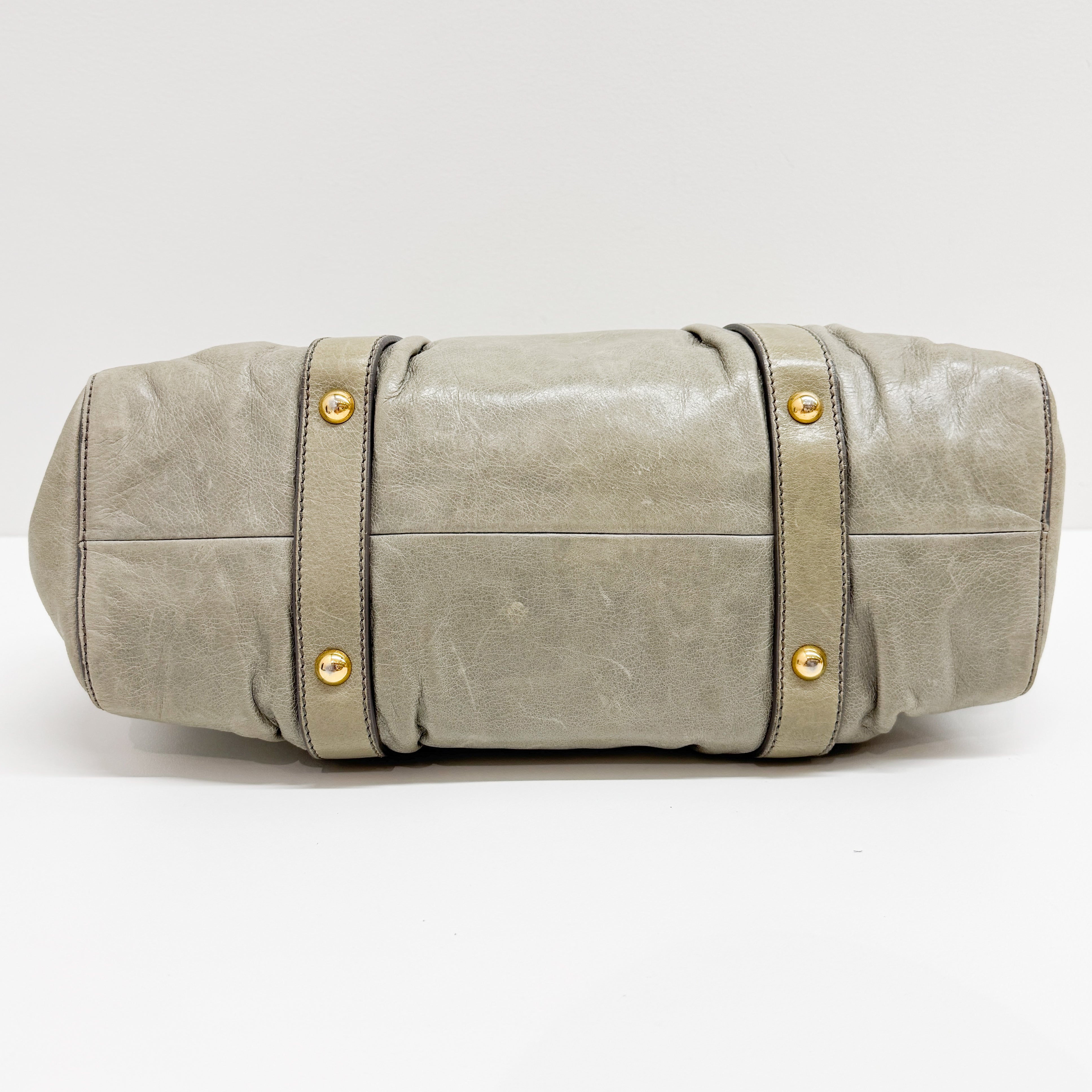 Vitello Beige Calfskin Leather Two Way Bag