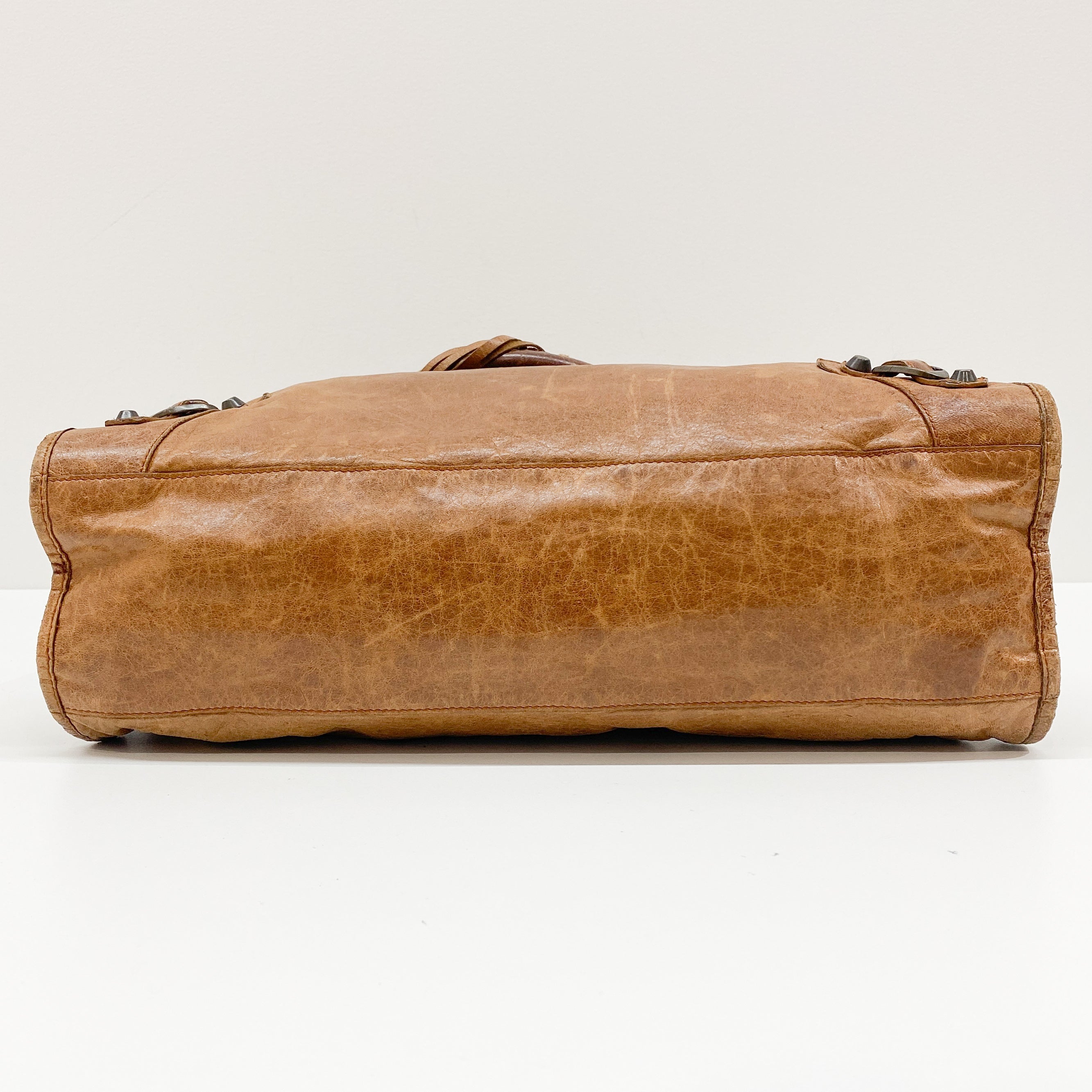 The City Brown Calfskin Leather Two Way Bag