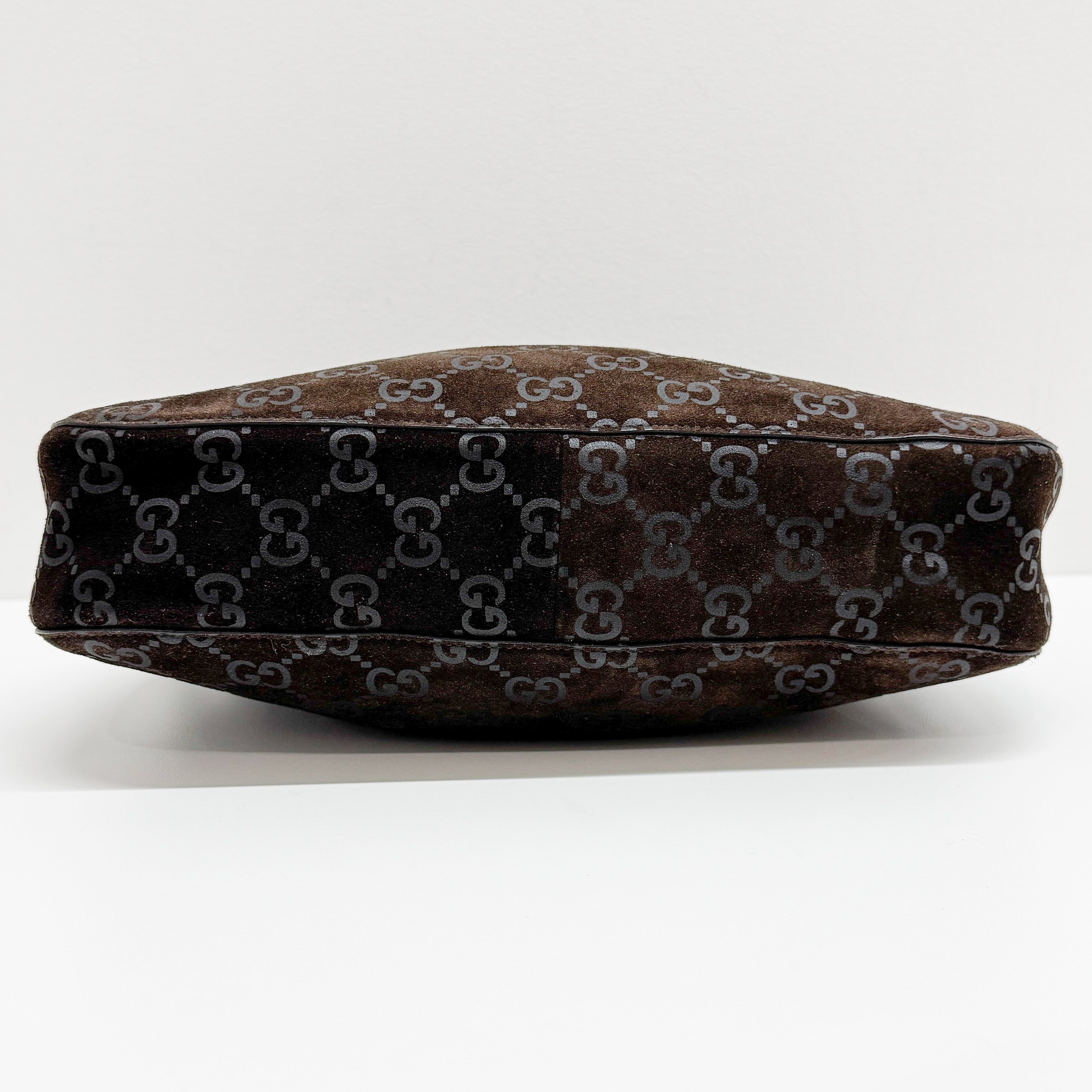 GG Brown Suede Shoulder Bag