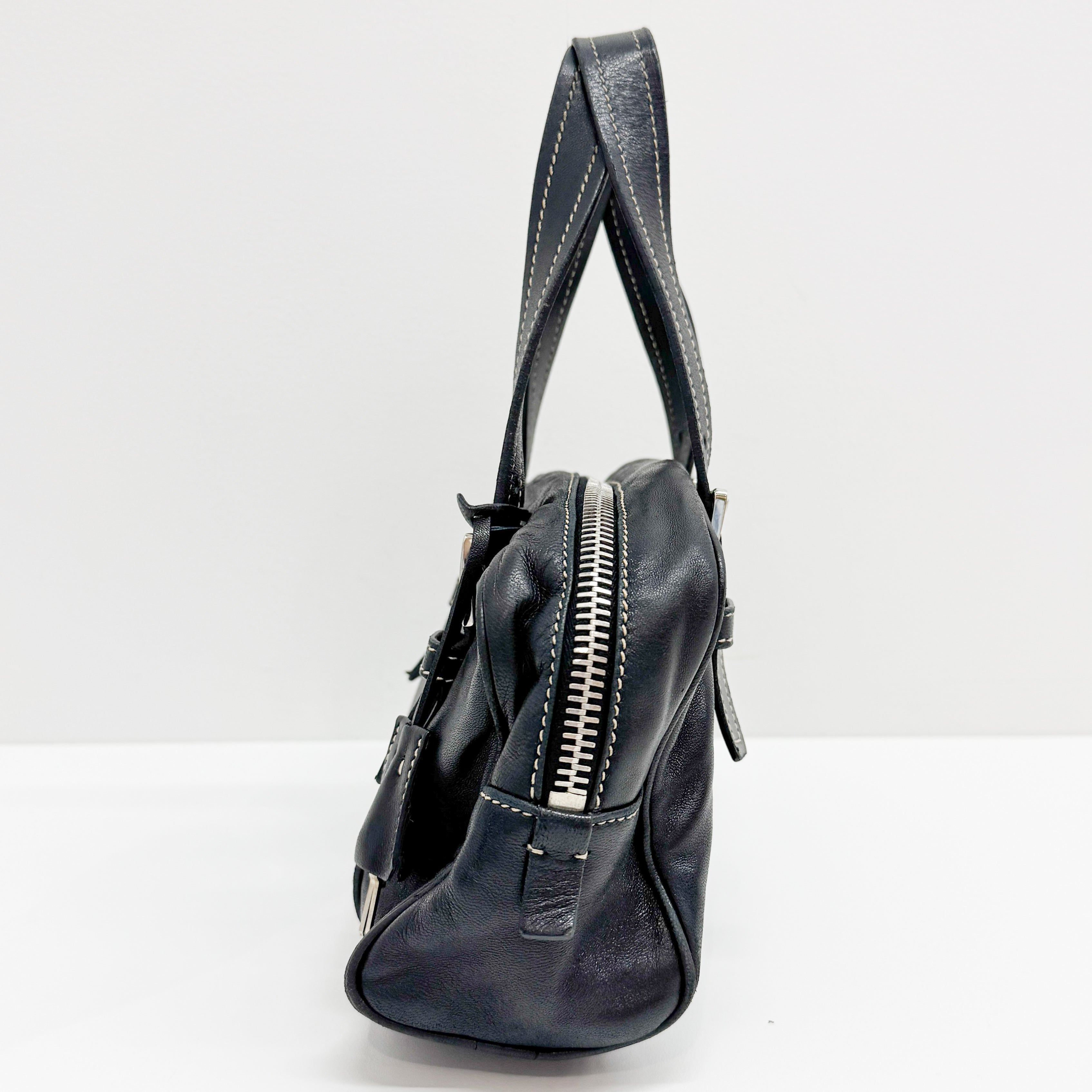 Nappa Hydra Black Leather Hand Bag