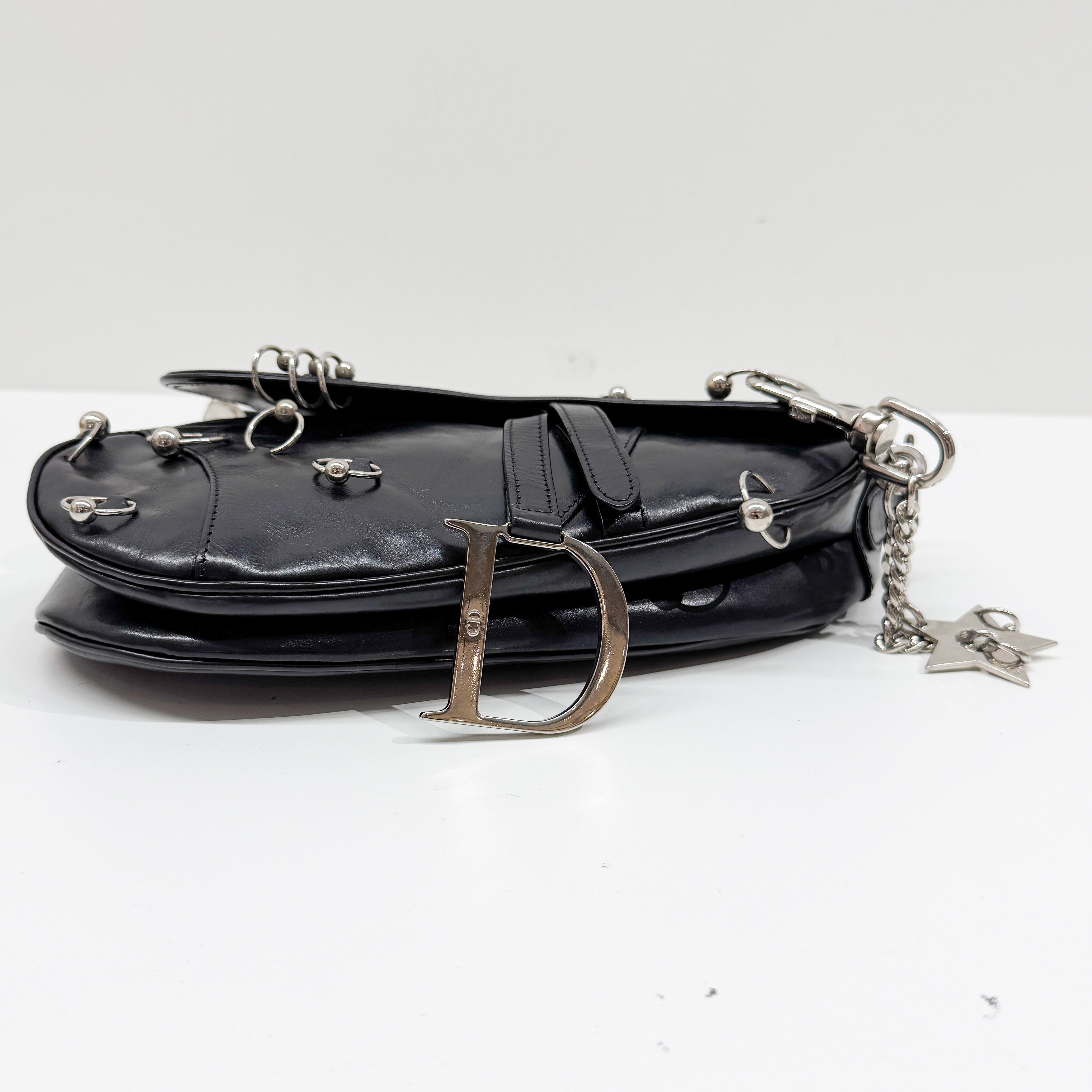 Hardcore Piercing Black Leather Shoulder Bag