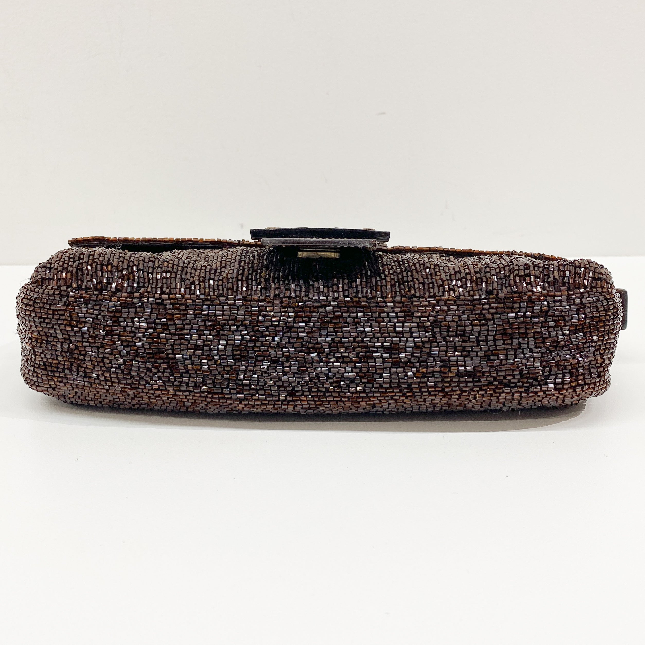 Baguette Brown Beaded Shoulder Bag