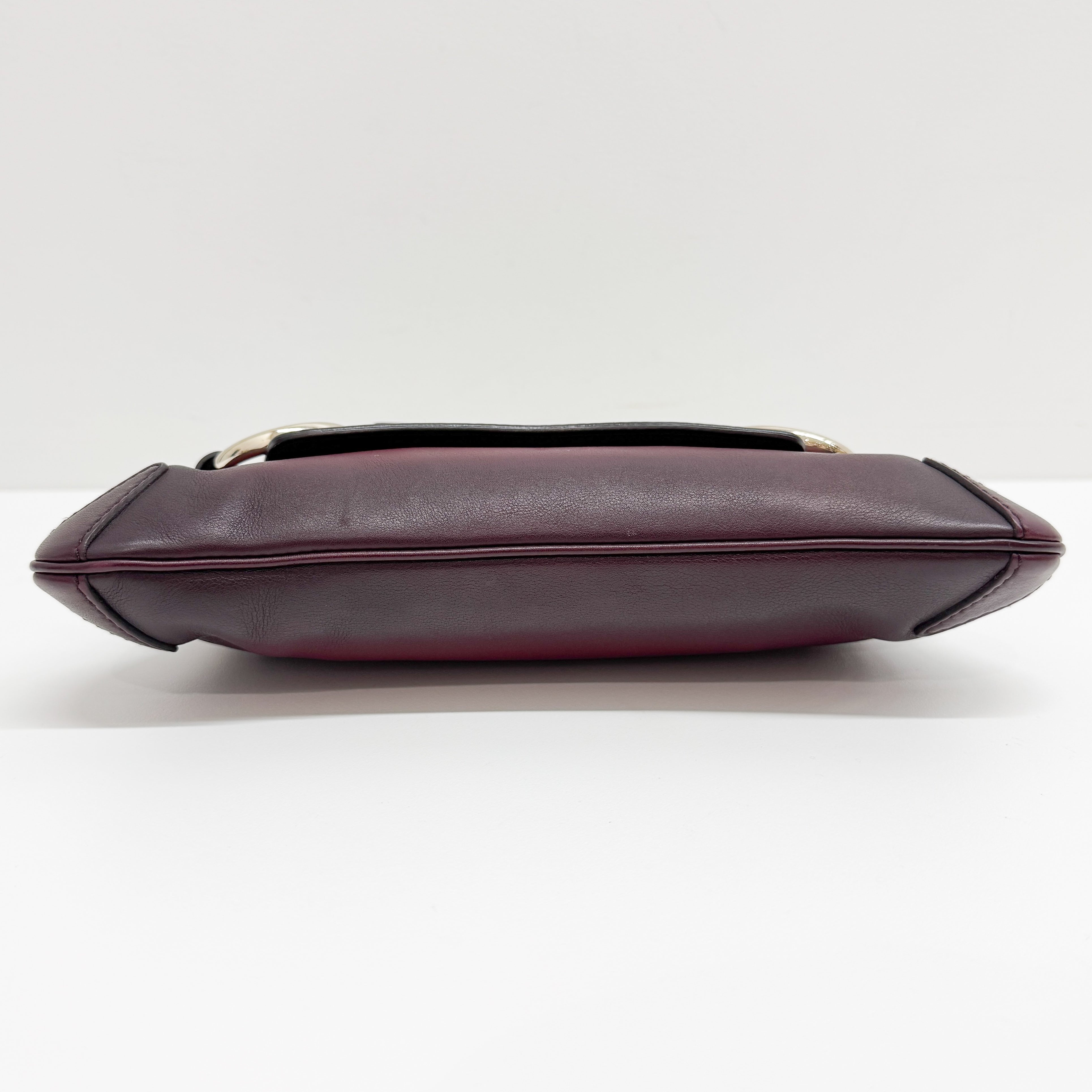 Horsebit Burgundy Ombrė Leather Shoulder Bag