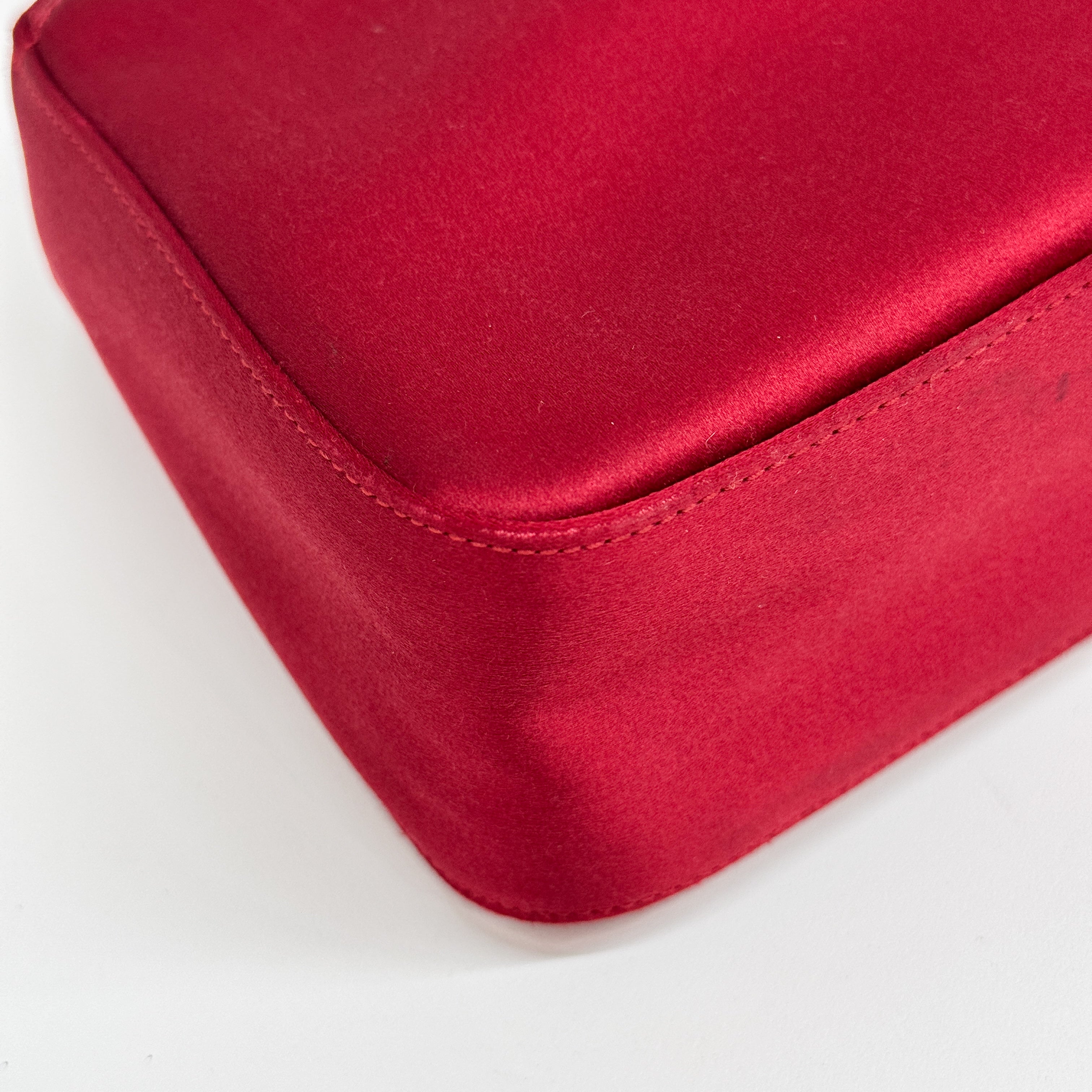 Vintage Red Triangle Satin Shoulder Bag