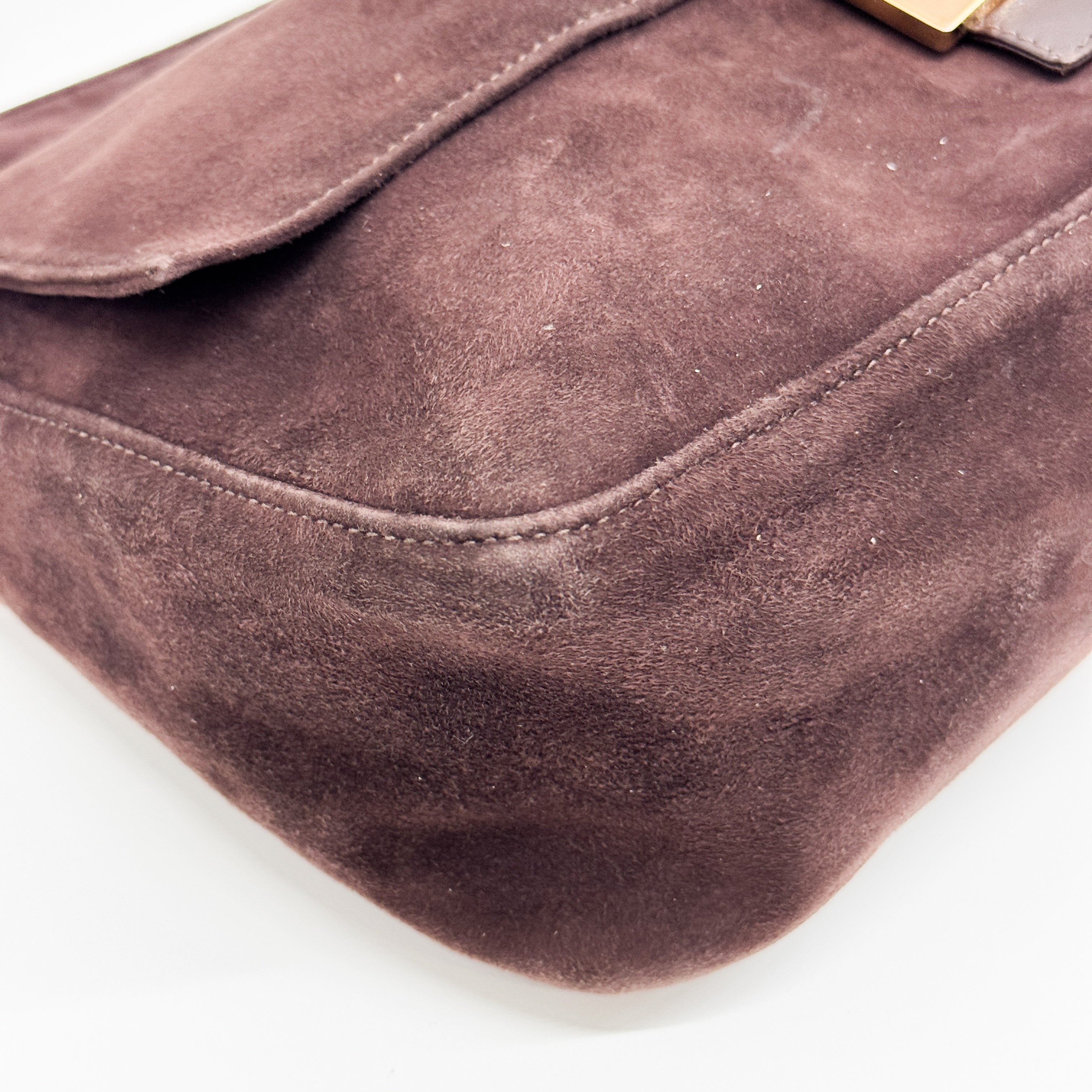 Mamma Baguette Brown Suede Shoulder Bag