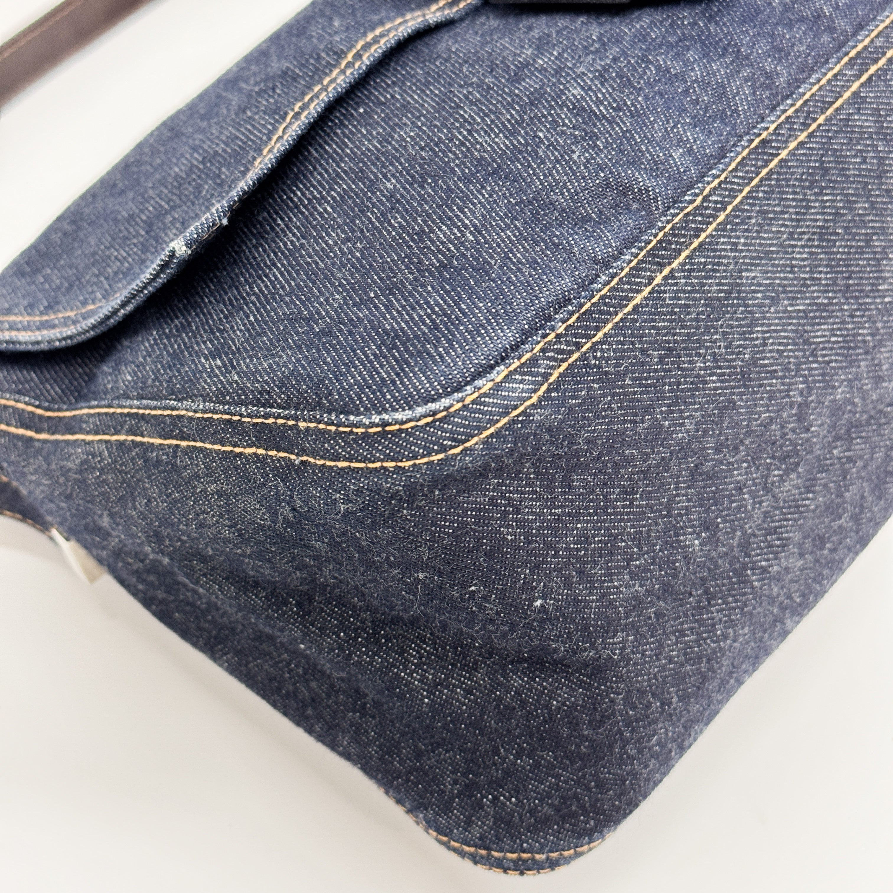 Mamma Baguette Blue Denim Shoulder Bag