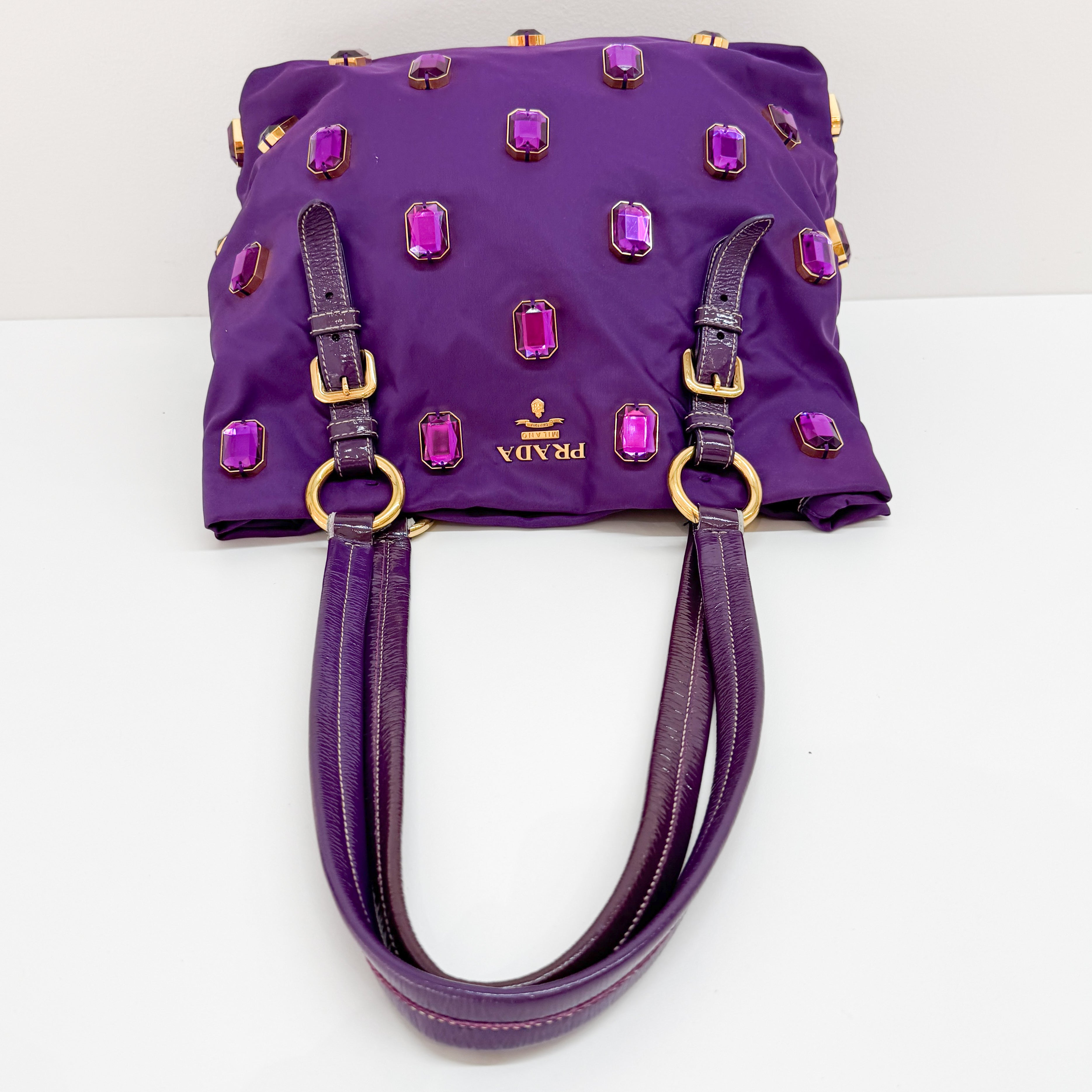 Vintage Purple Rhinenstone Satin Shoulder Bag