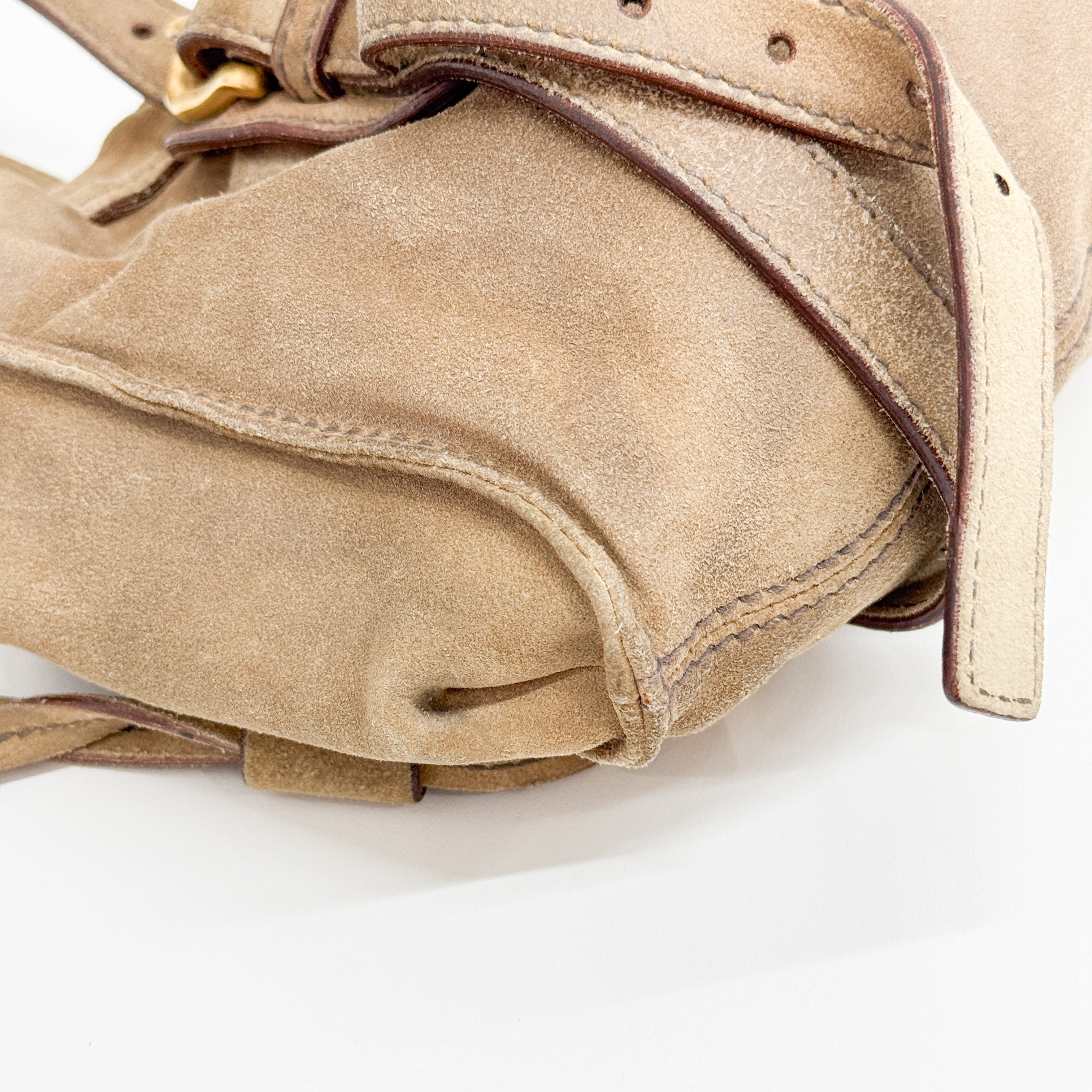 Archive Beige Suede Shoulder Bag