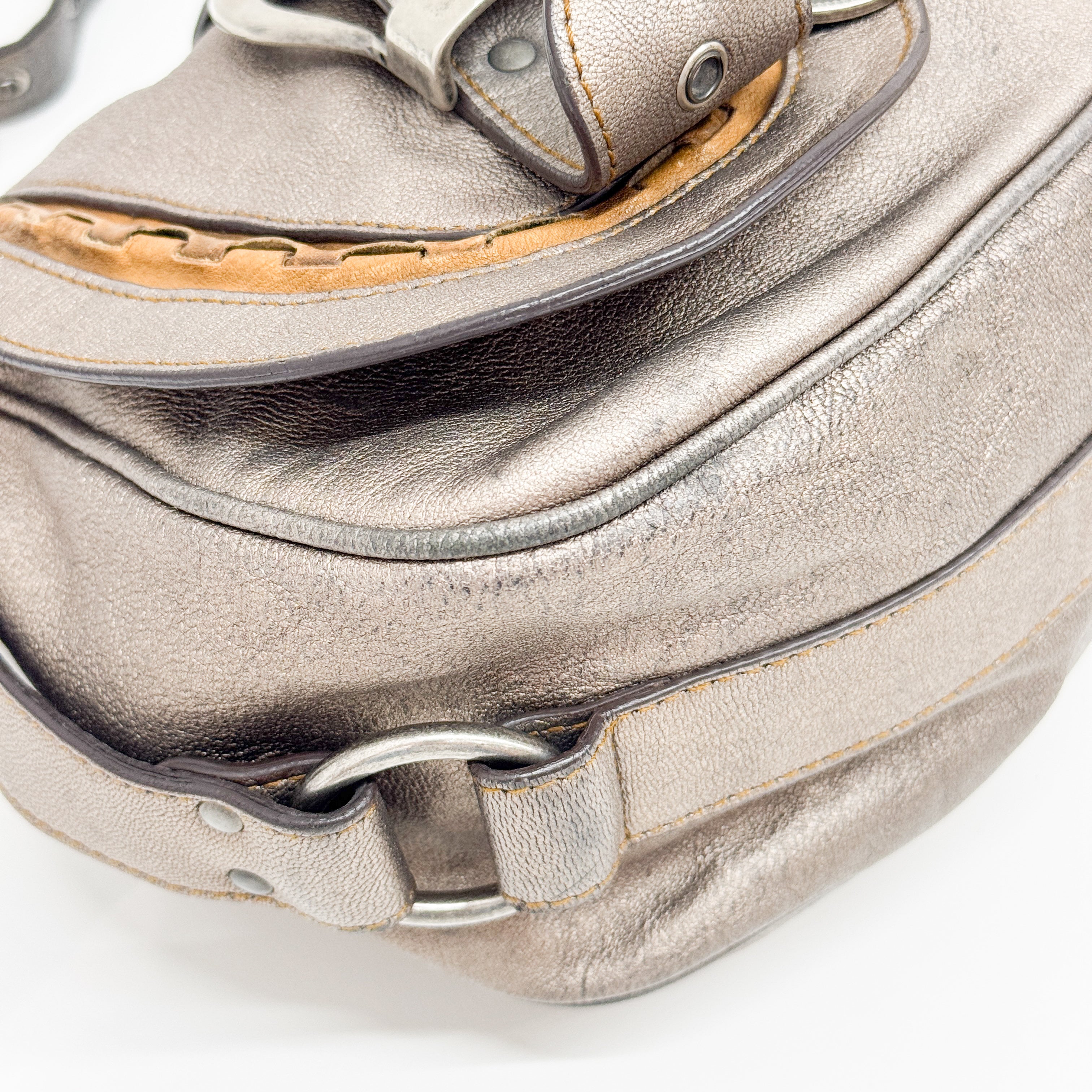 Gaucho Bronz Metallic Calfskin Leather Shoulder Bag