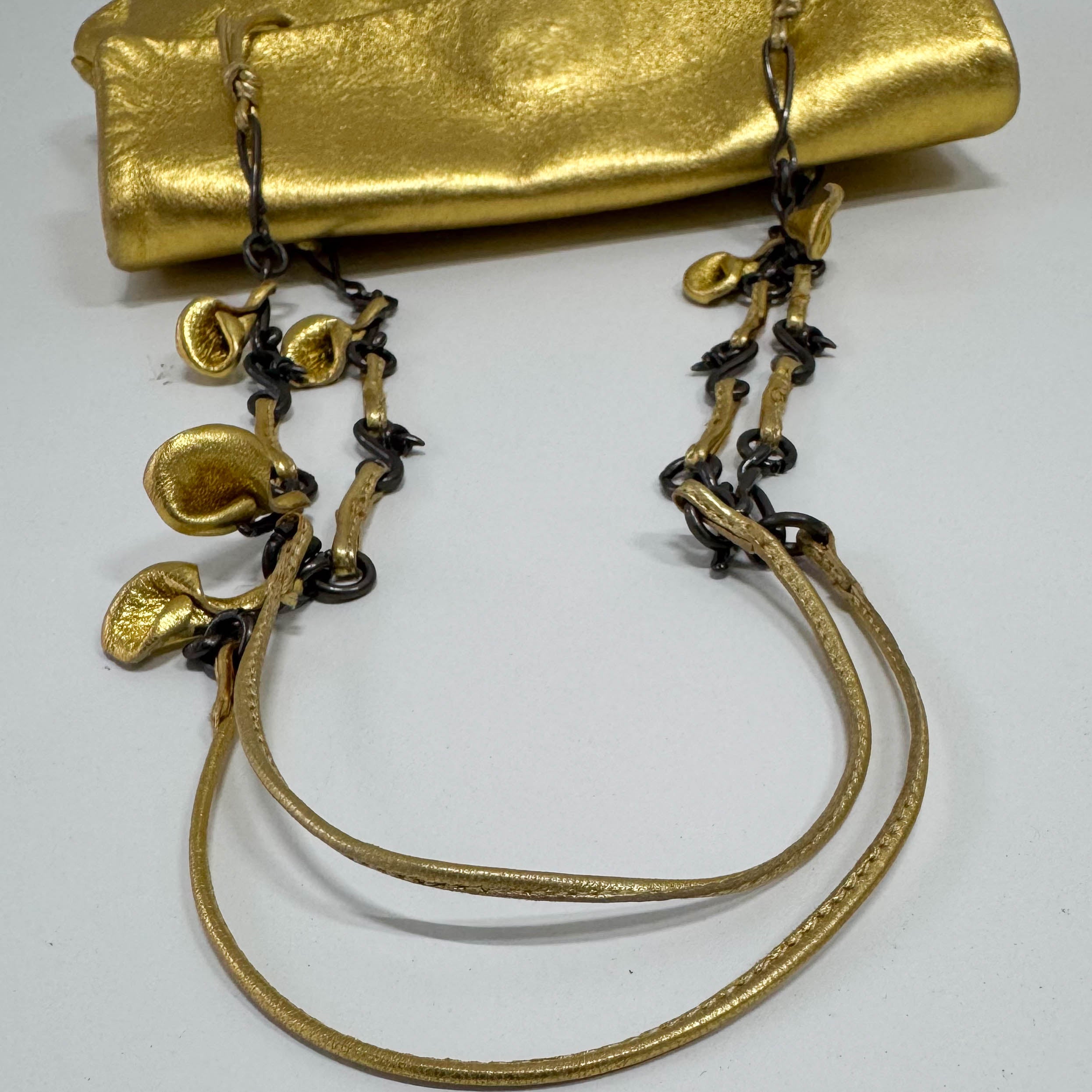 Small Golden Leather Shoulder Bag
