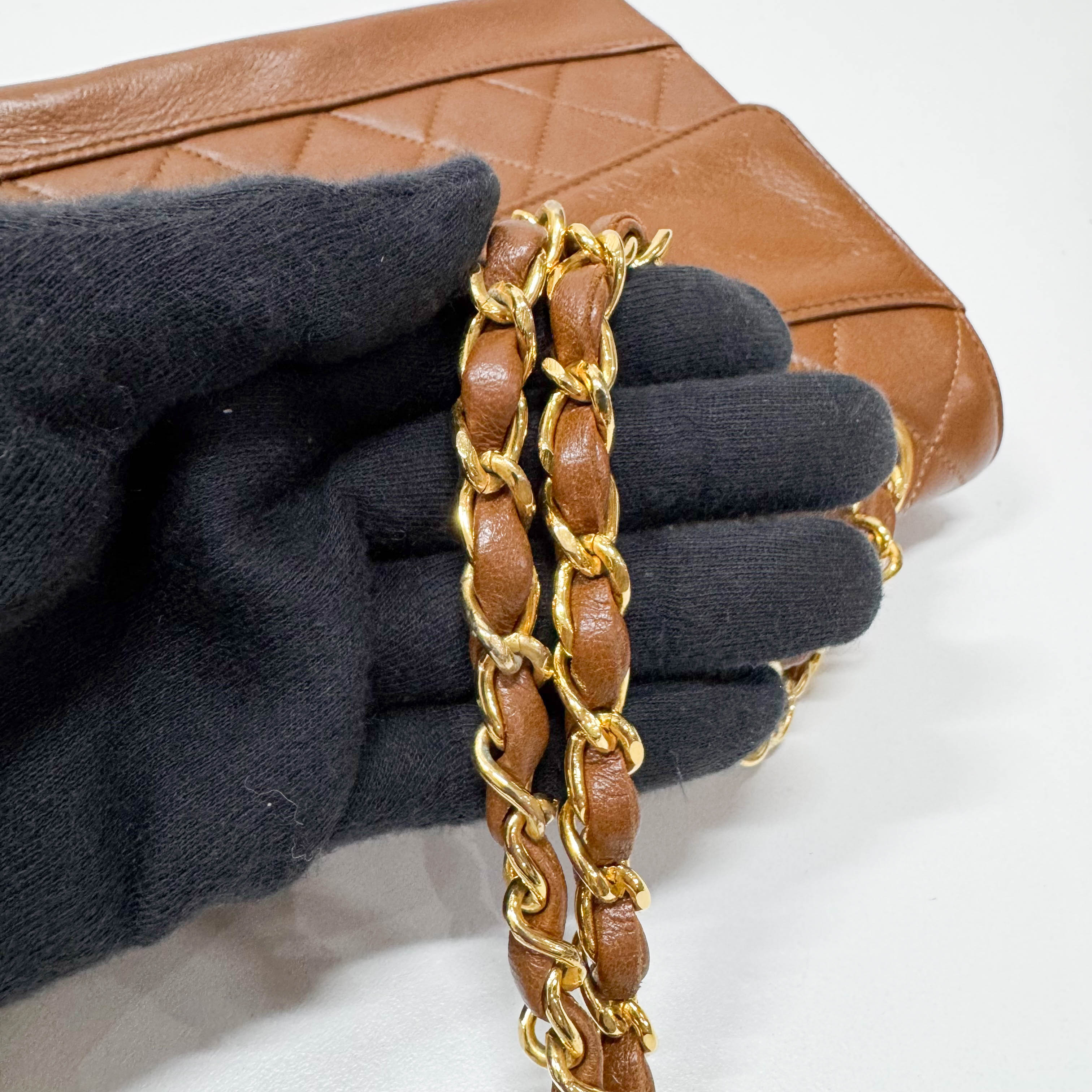 Timeless Classic Matelassé Brown Leather Shoulder Bag