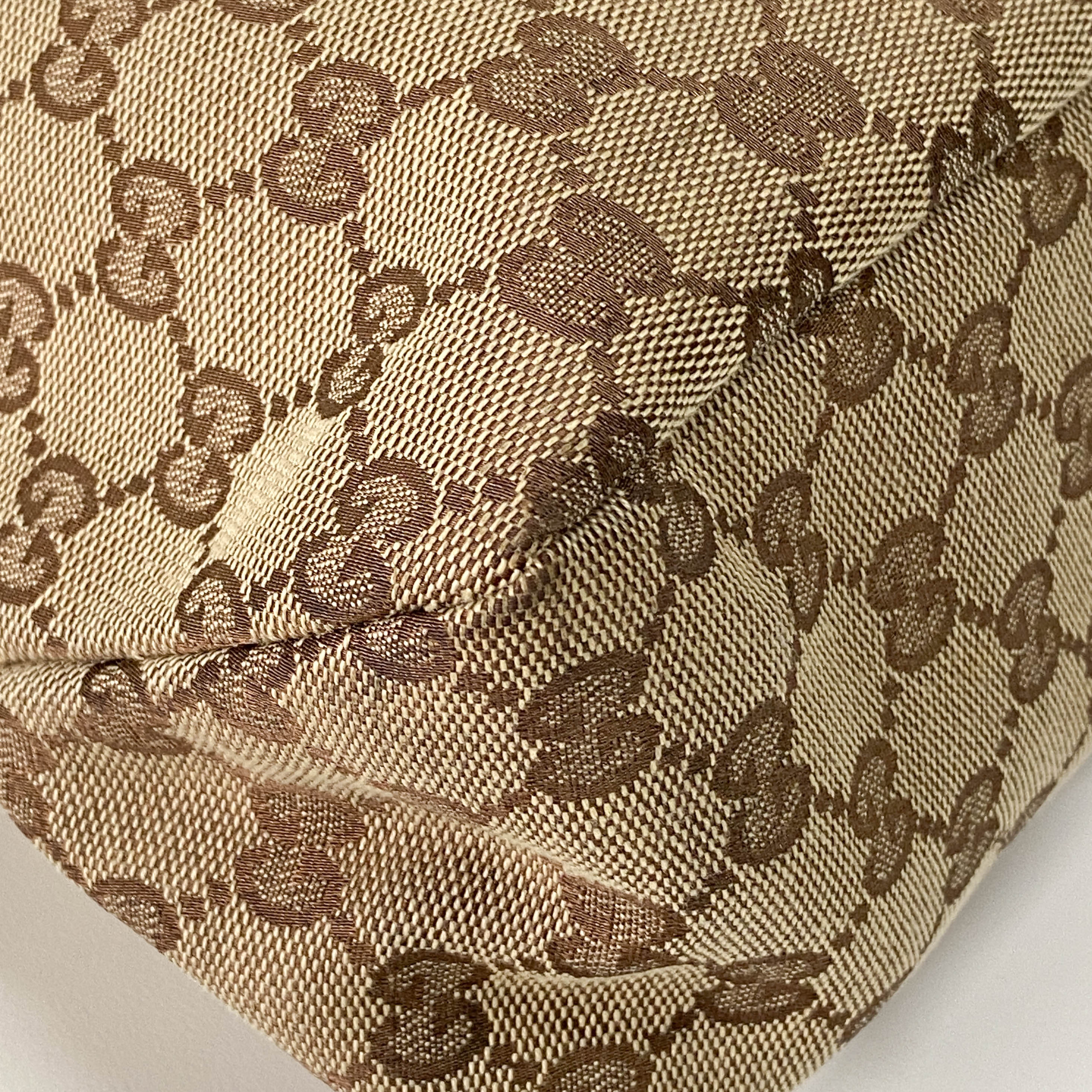 GG Brown Canvas Horsebit Hobo Bag