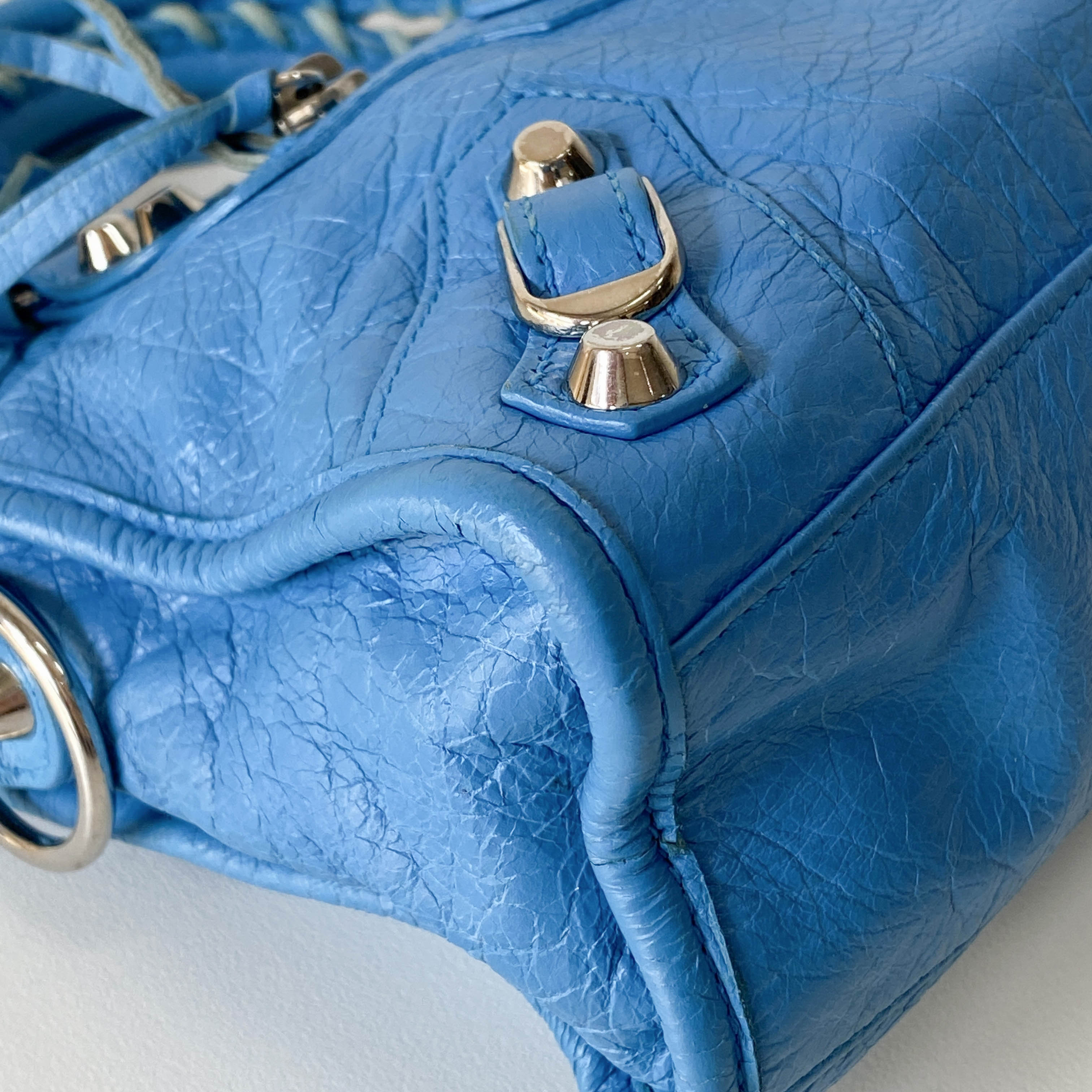 Mini City Blue Leather Two Way Bag