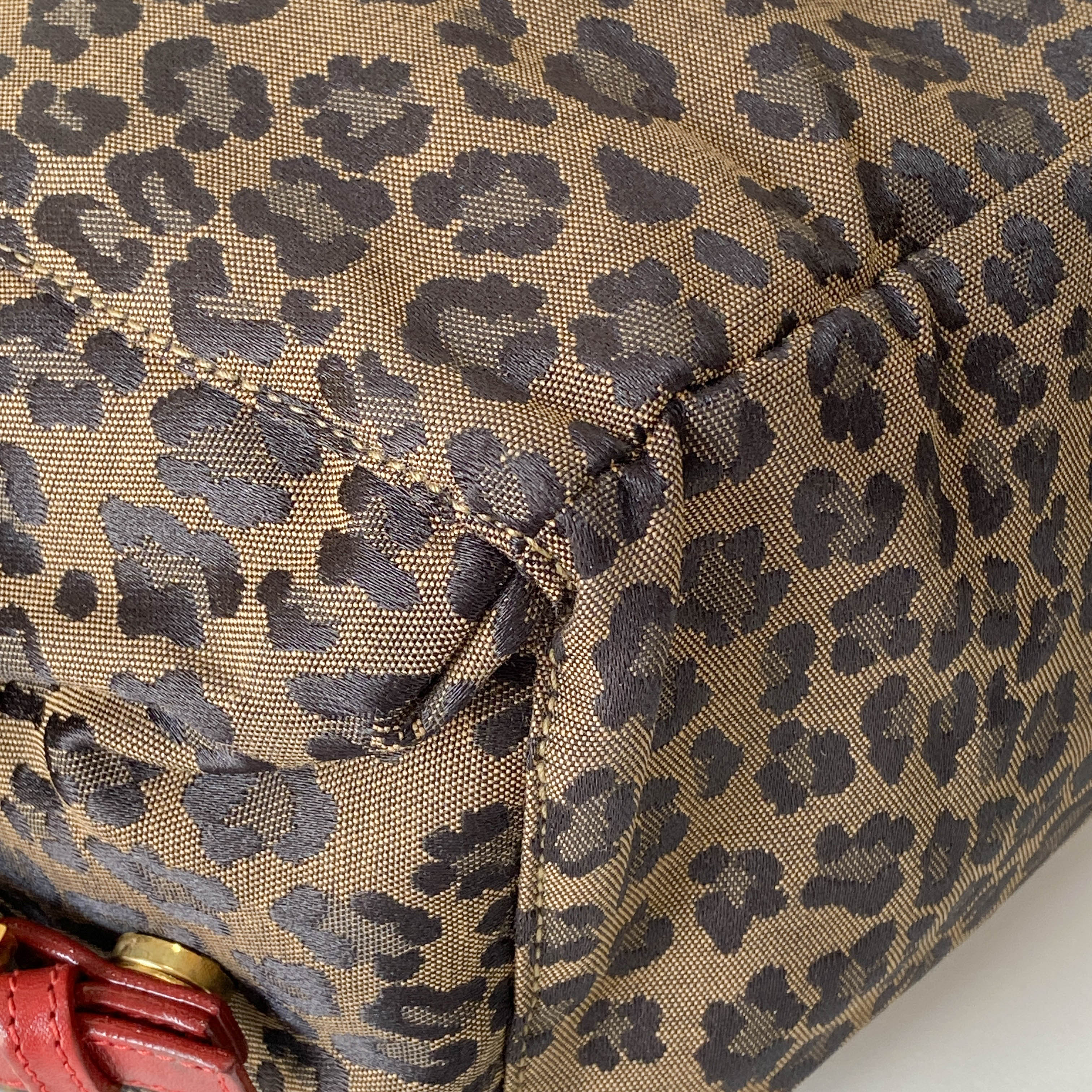Brown Leopard Print Canvas Backpack
