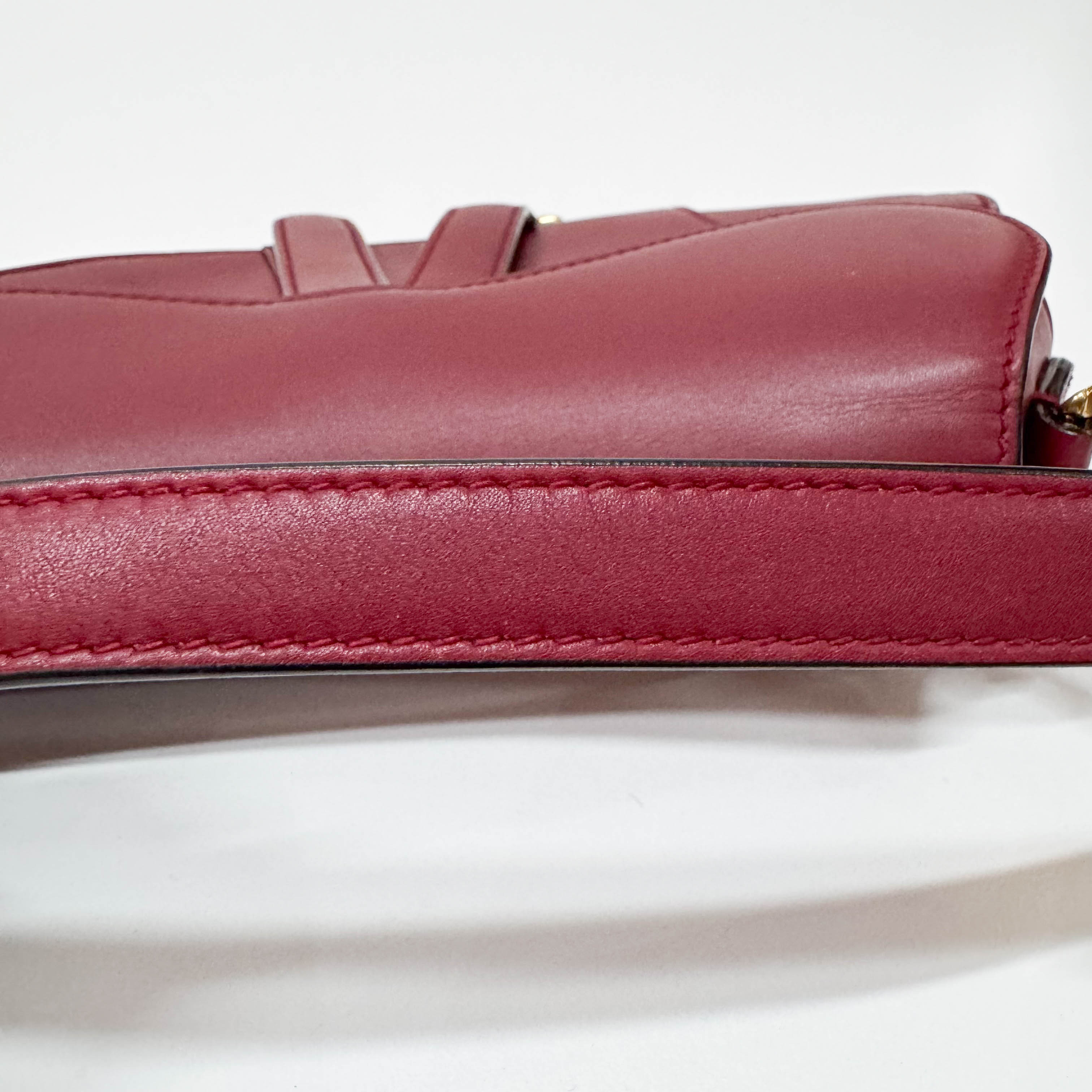 Saddle Red Leather Shoulder Bag