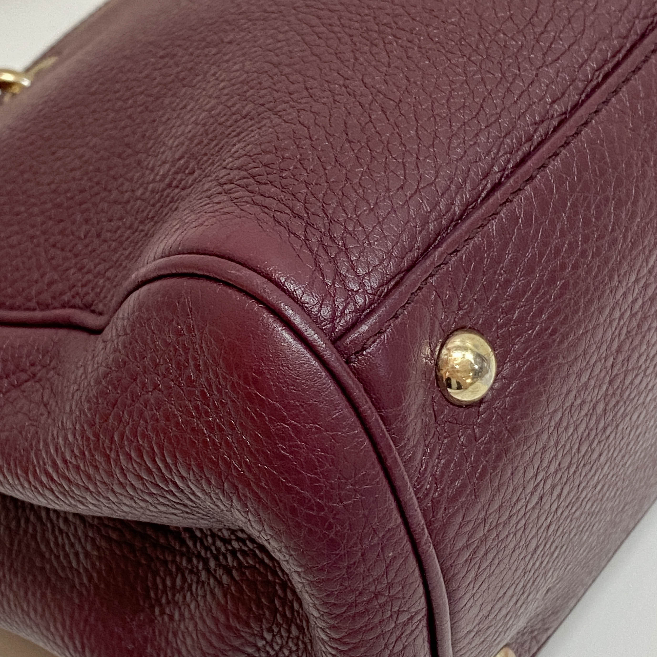 Bamboo Shopper Burgundy Leather Two Way Bag