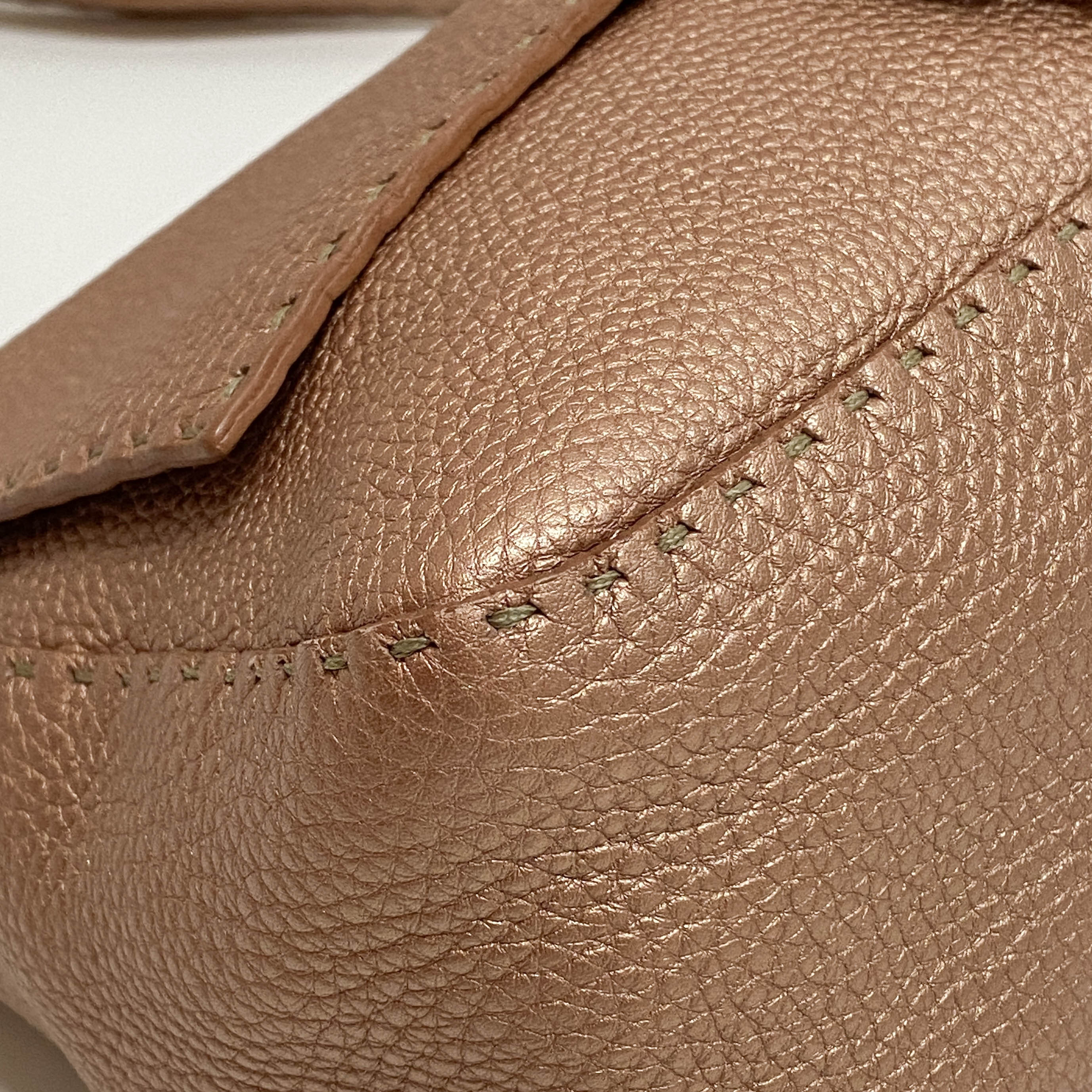 Mamma Baguette Rose Gold Leather Shoulder Bag