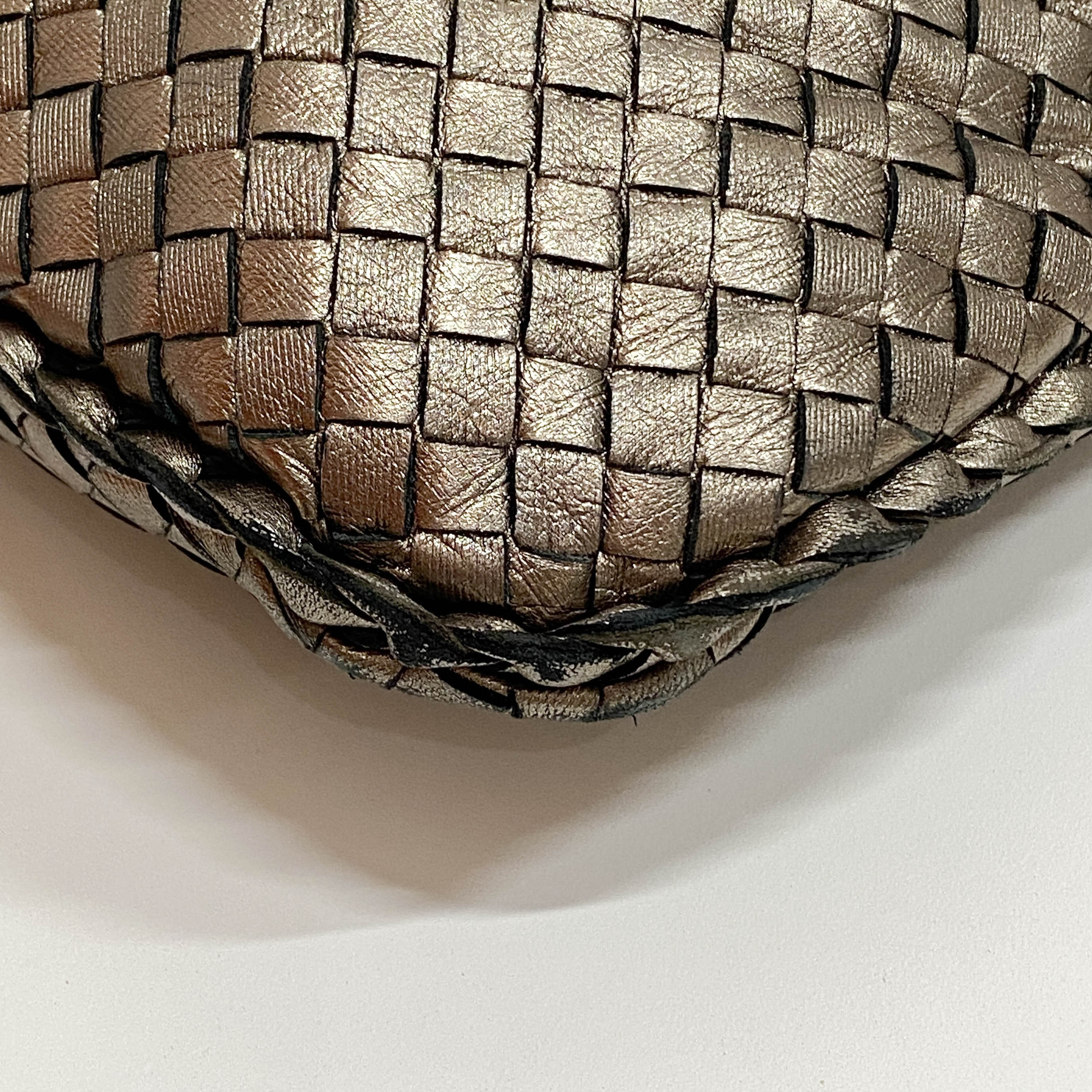 Intrecciato Gold Leather Hobo Bag