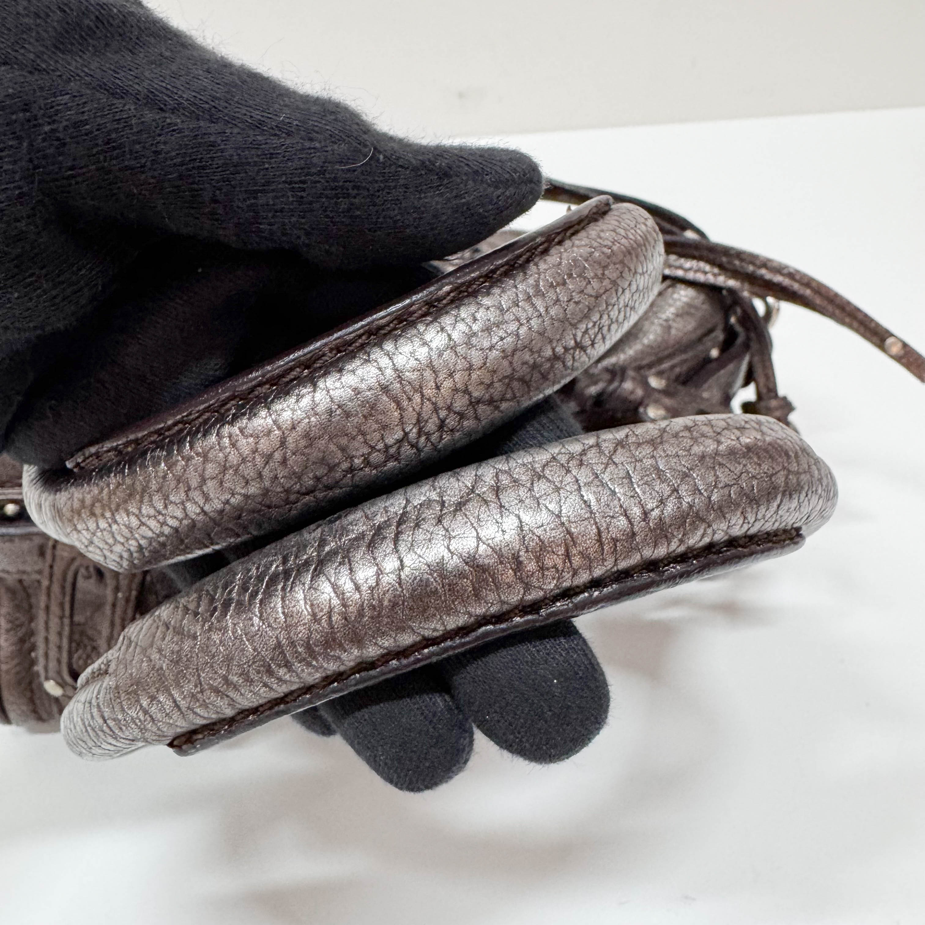 Mini Paddington Rose/Black Metallic Calfskin Leather Hand Bag