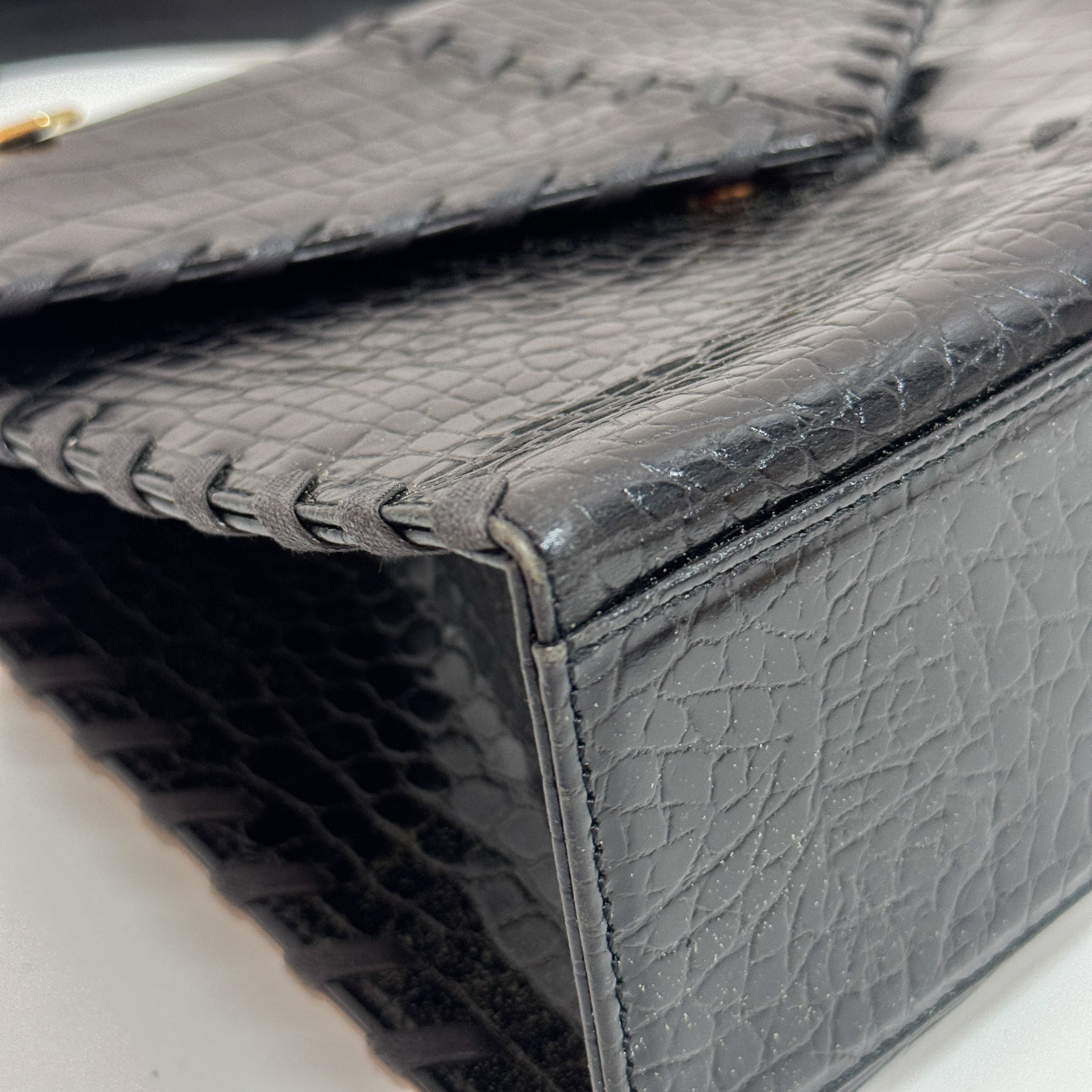 Cassandra Black Leather Handbag