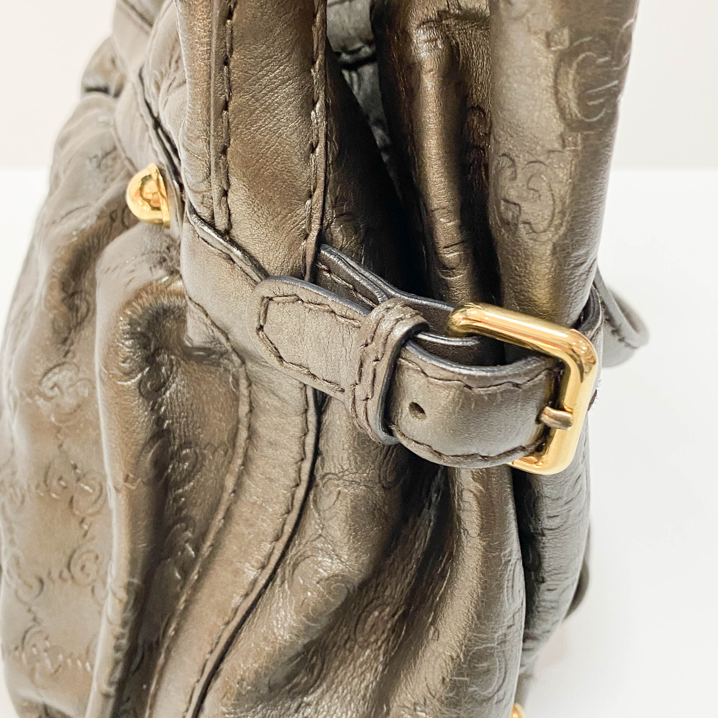 Guccisima Metalic Green Leather Hobo Shoulder Bag