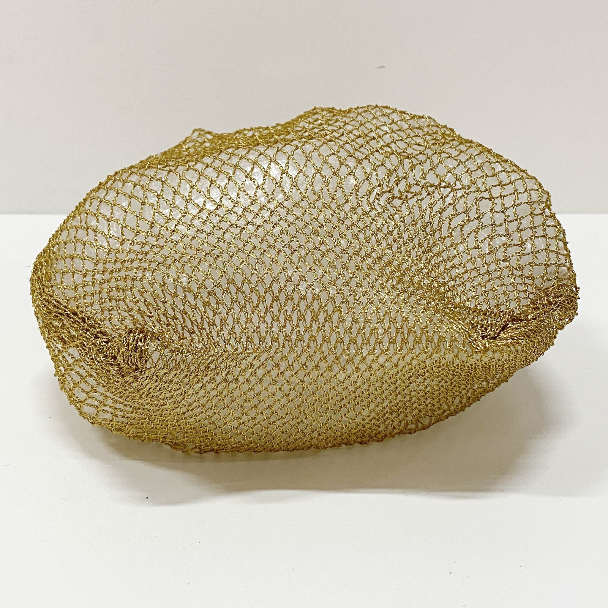 Triangle Logo Gold Mesh Handbag