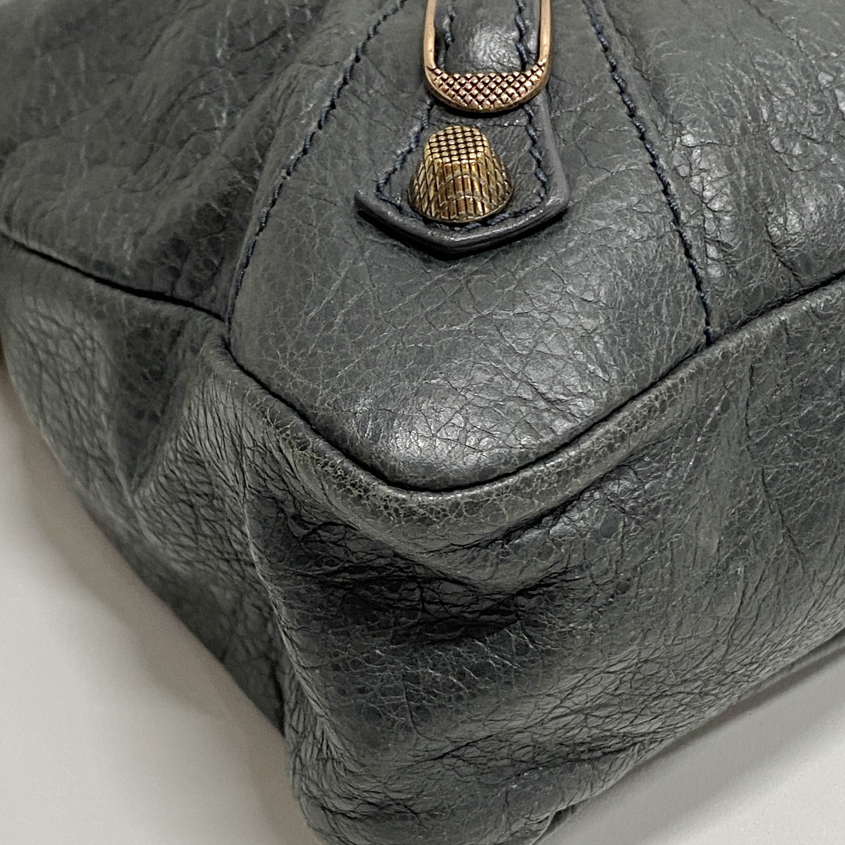 The Town Grey Calfskin Leather Two Way Bag
