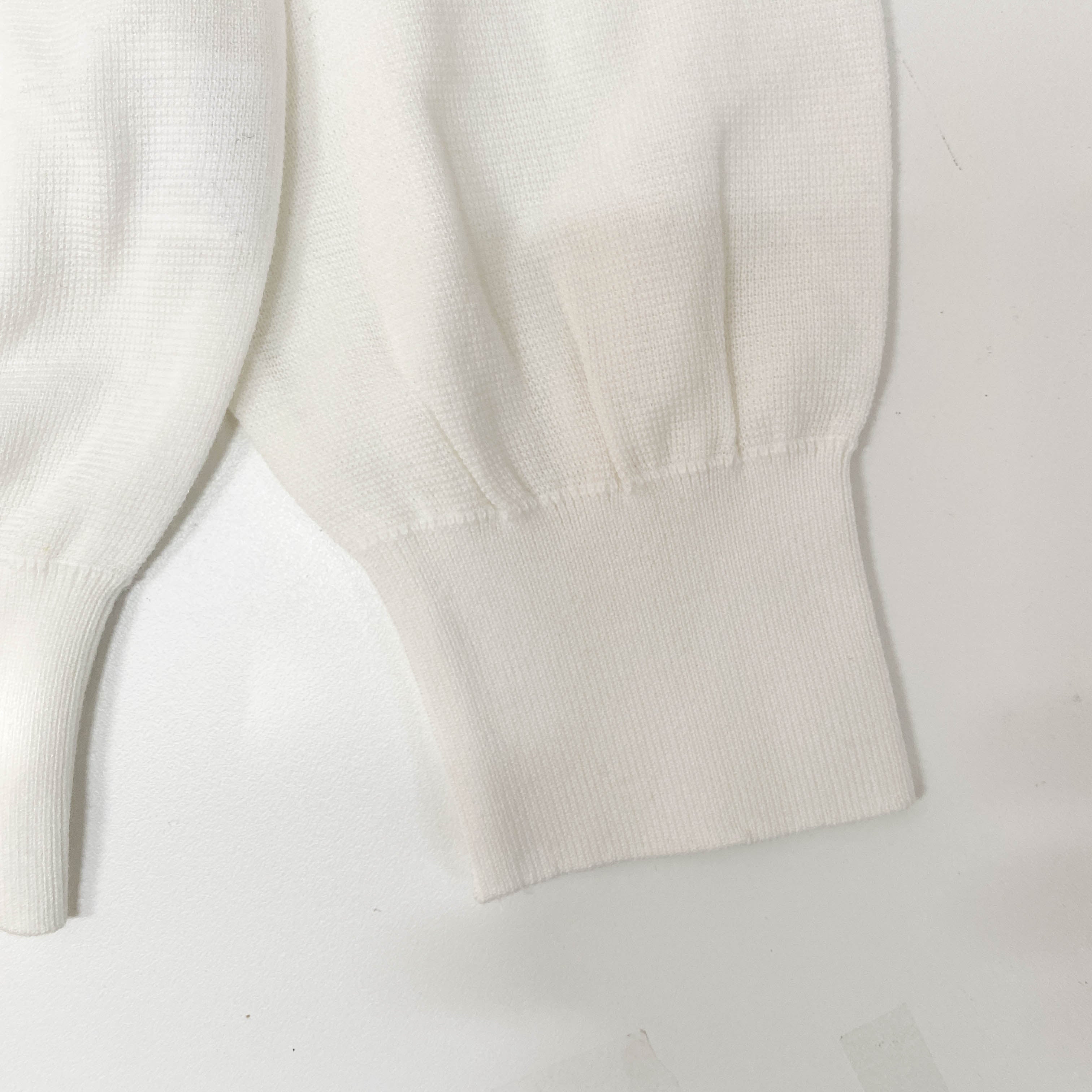 YSL Logo Size L White Cotton Cardigan