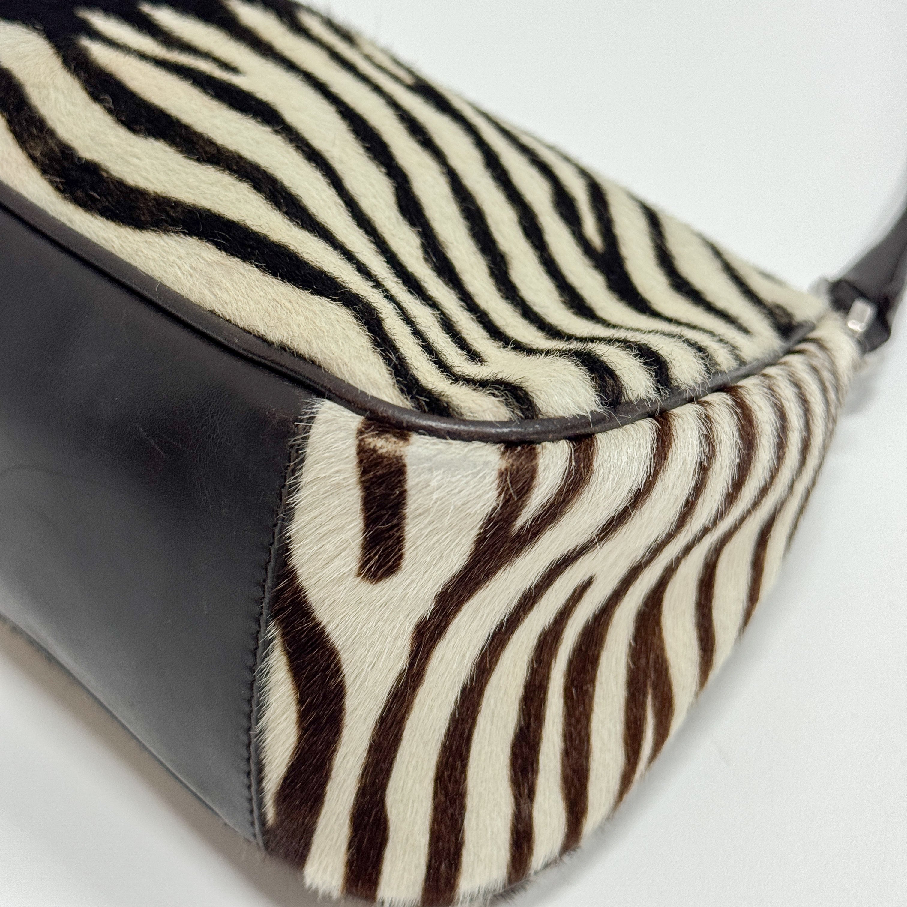 Zebra Print Pony Hair Shoulder Bag