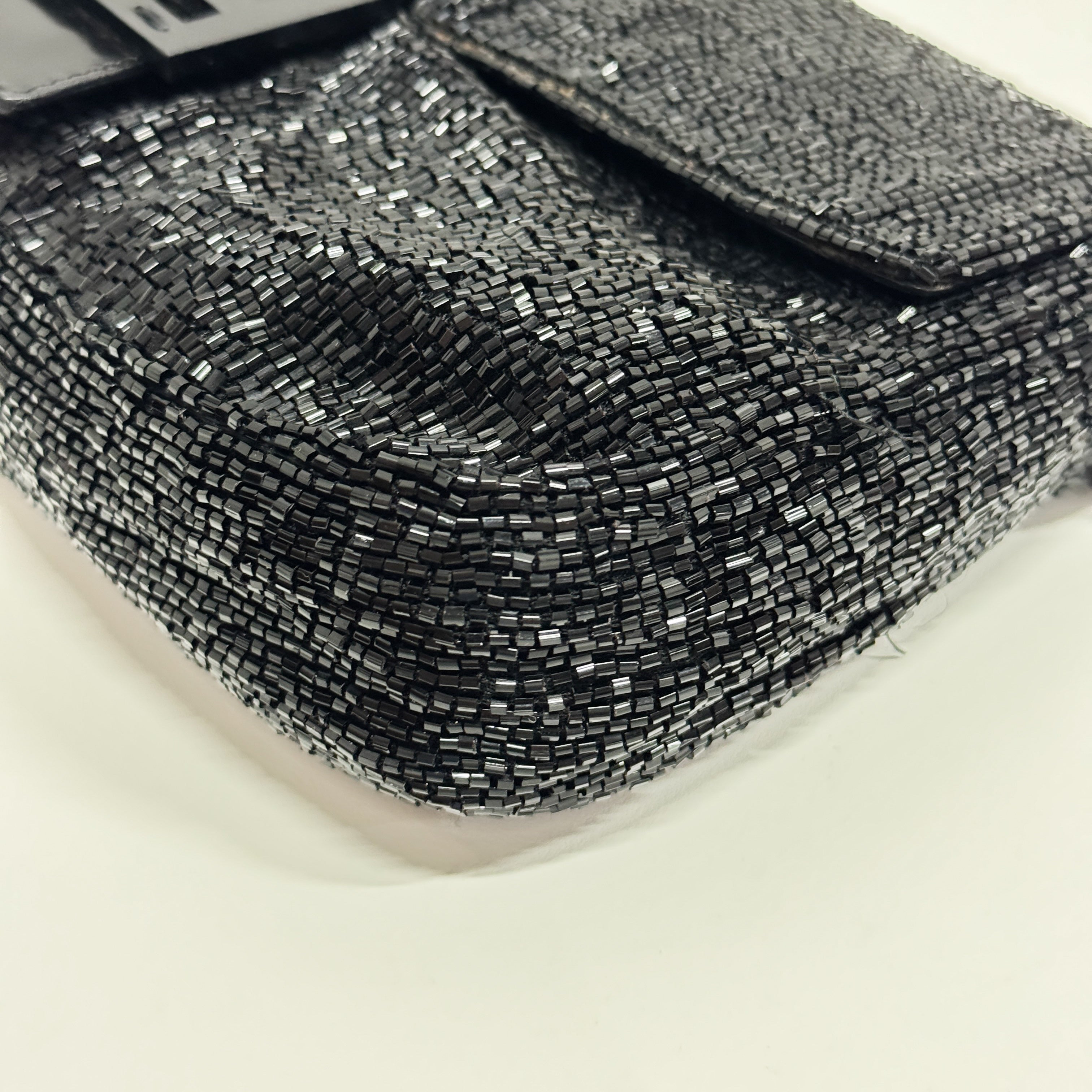 Baguette Black Beaded Shoulder Bag