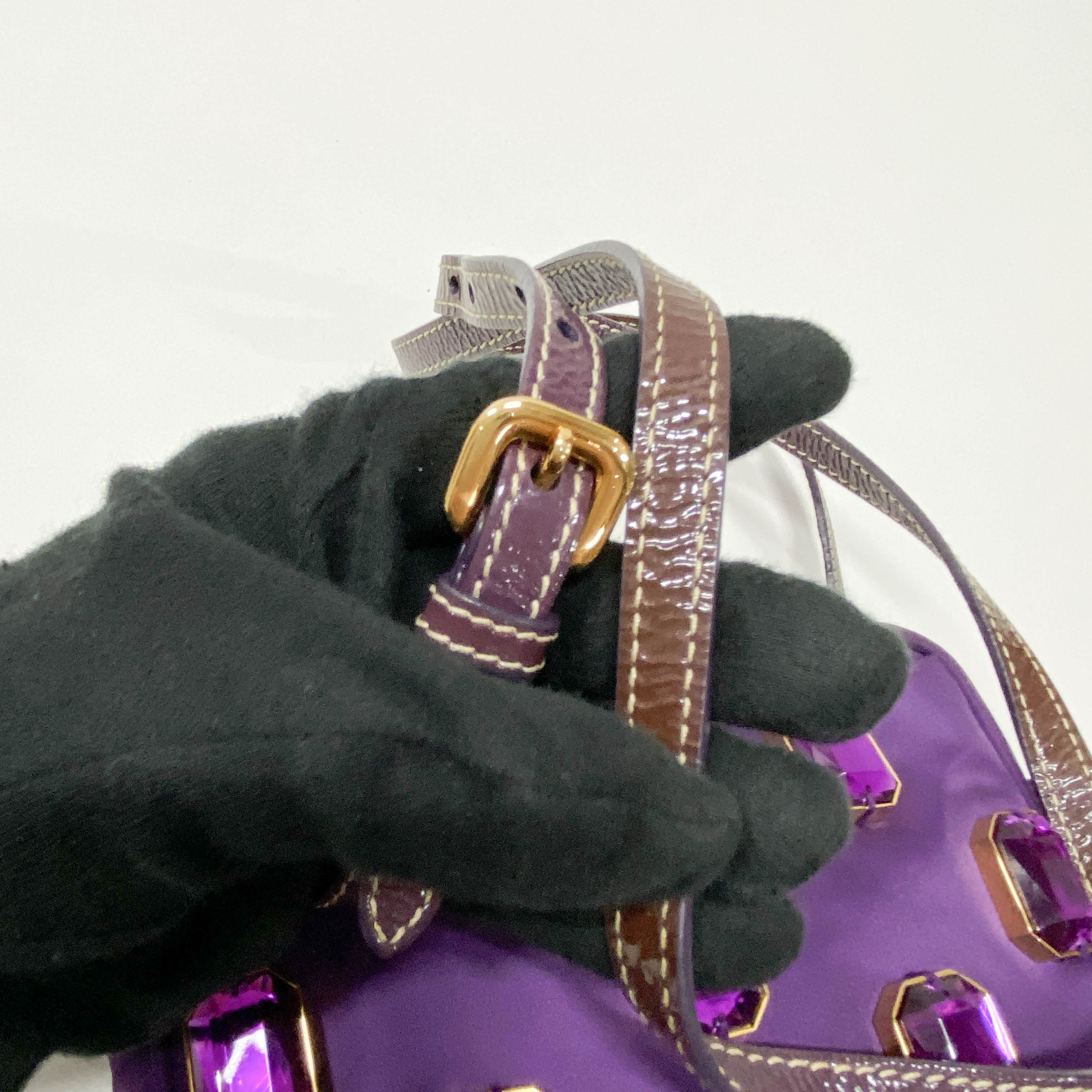 Tessuto Pietre Purple Nylon Crossbody Bag