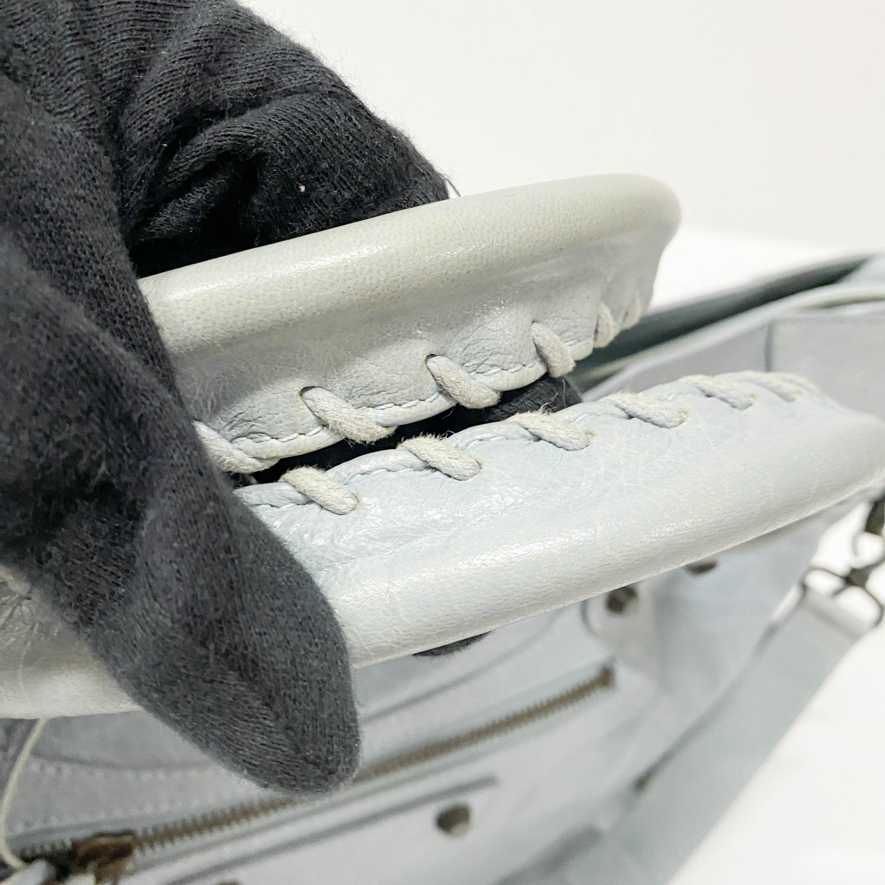 The City Blue Calfskin Leather Two Way Bag