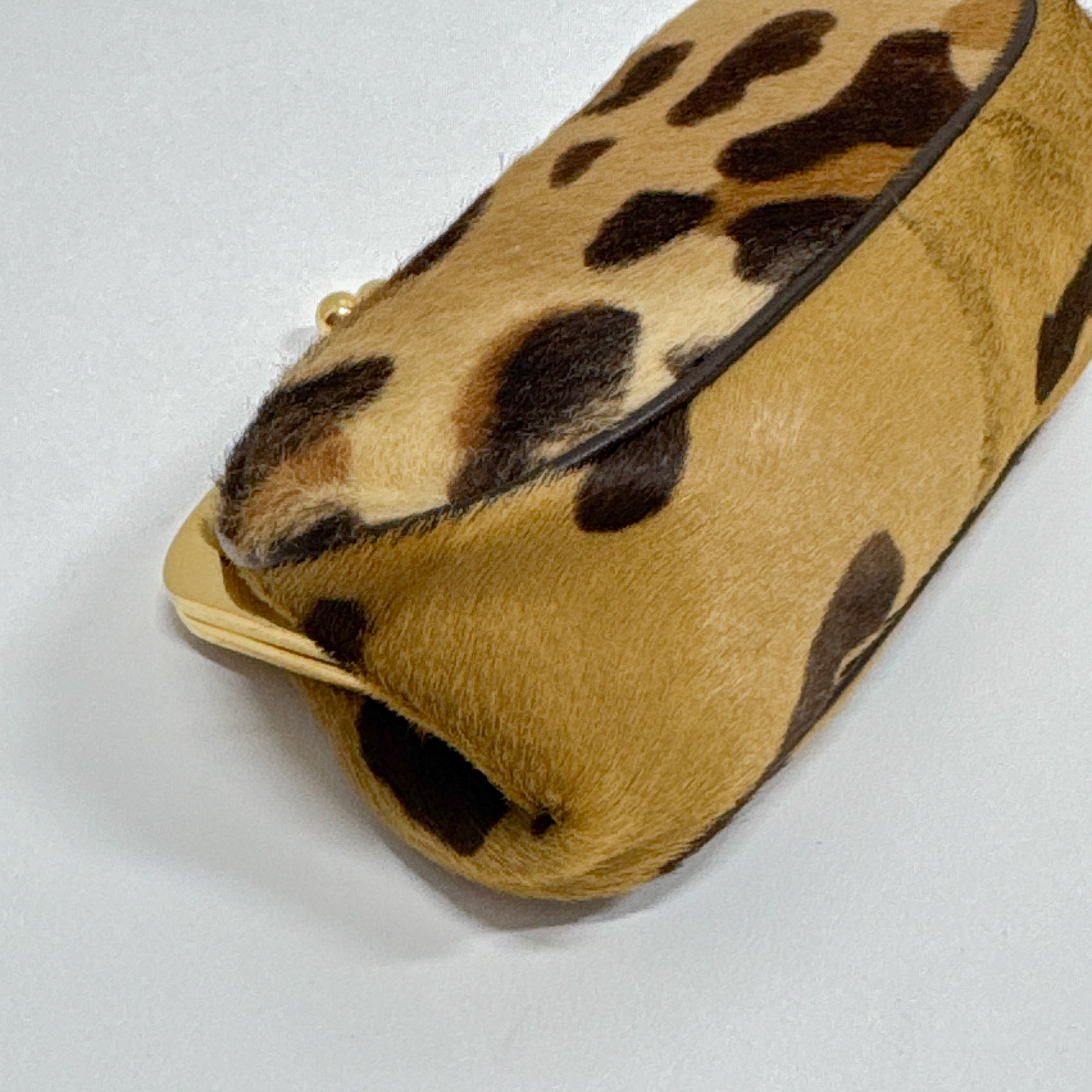 Brown Leopard Print Pony Hair Coin Pouch