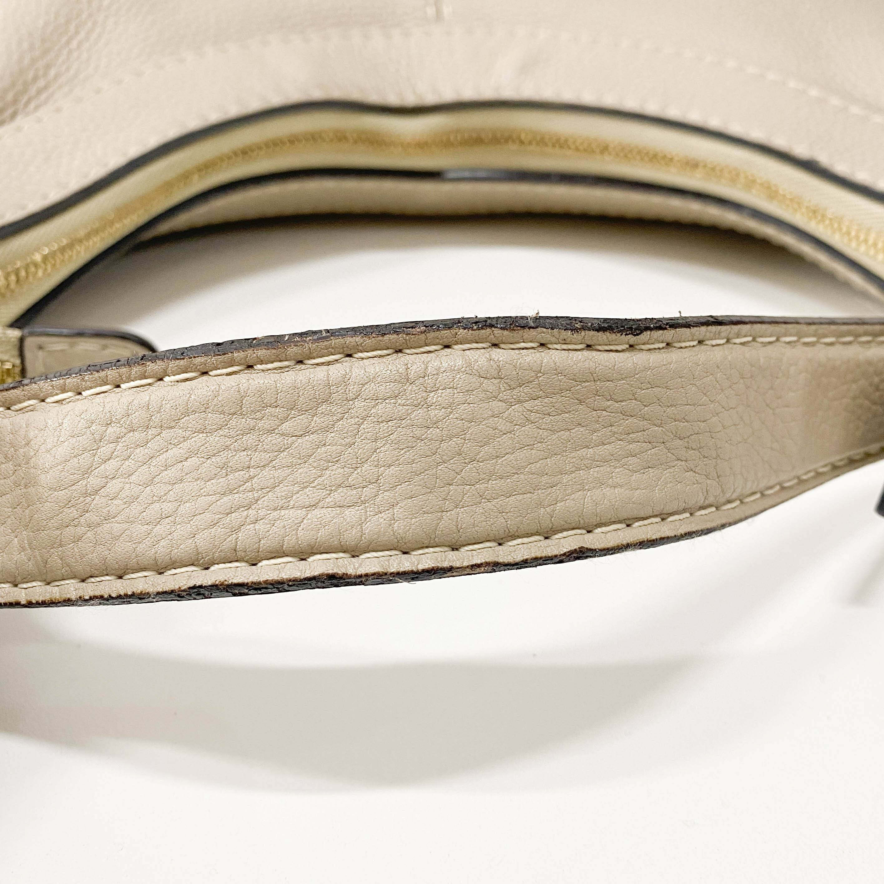 New Road Beige Leather Shoulder Bag