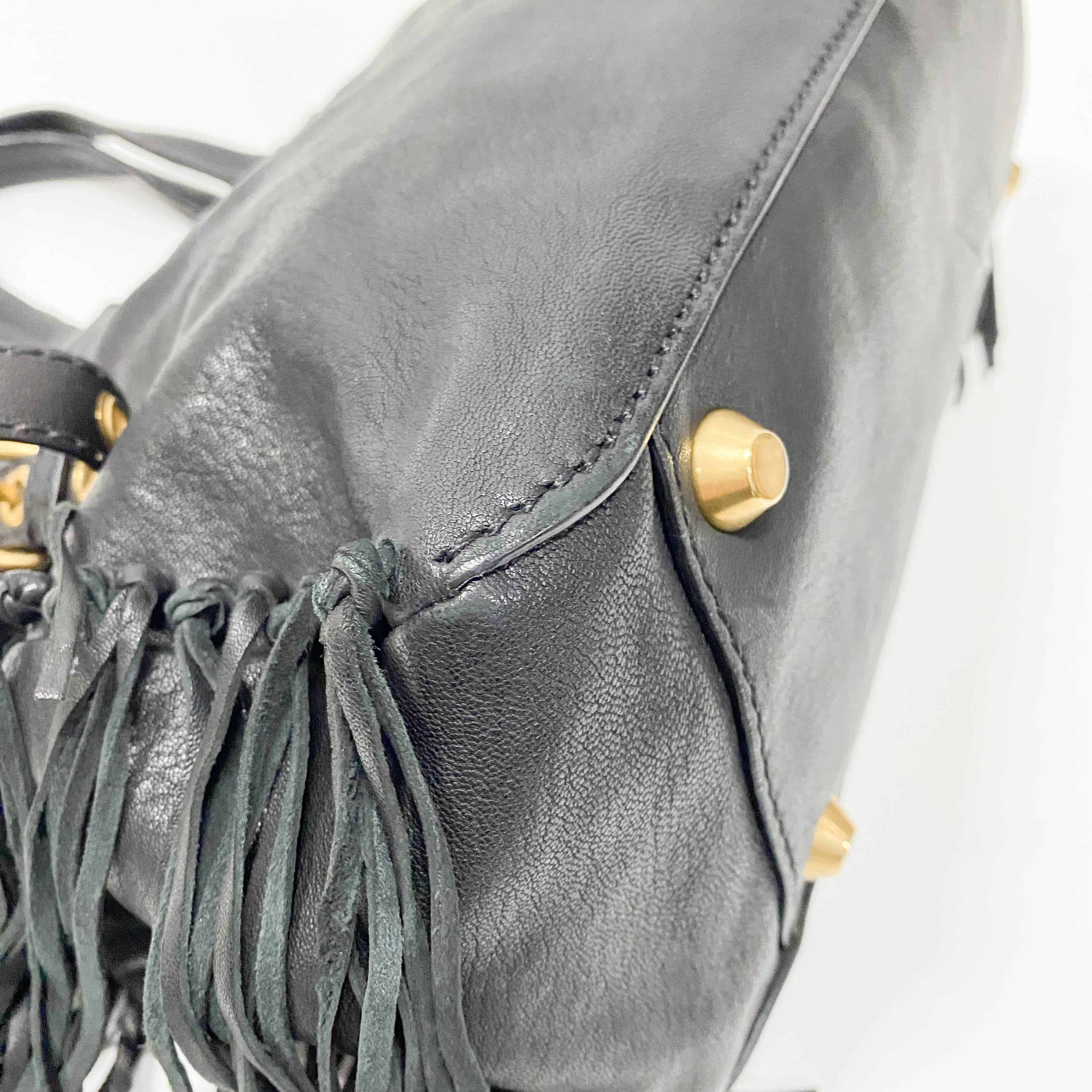 Vitello Caribu Black Calfskin Leather Hand Bag