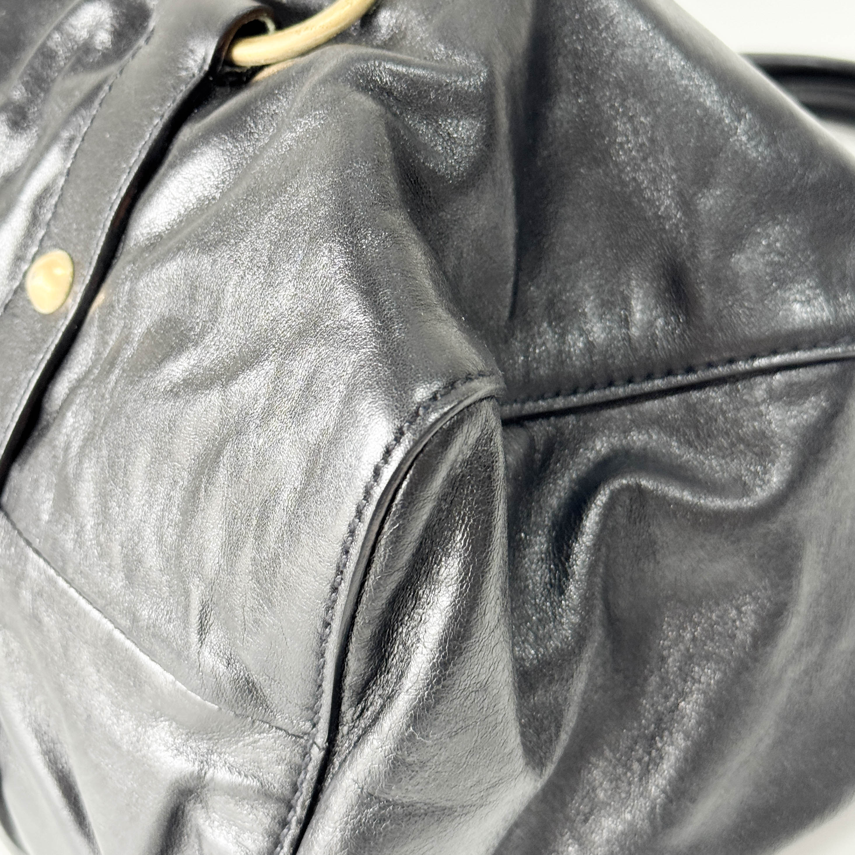 Vitello Black Calfskin Leather Two Way Bag