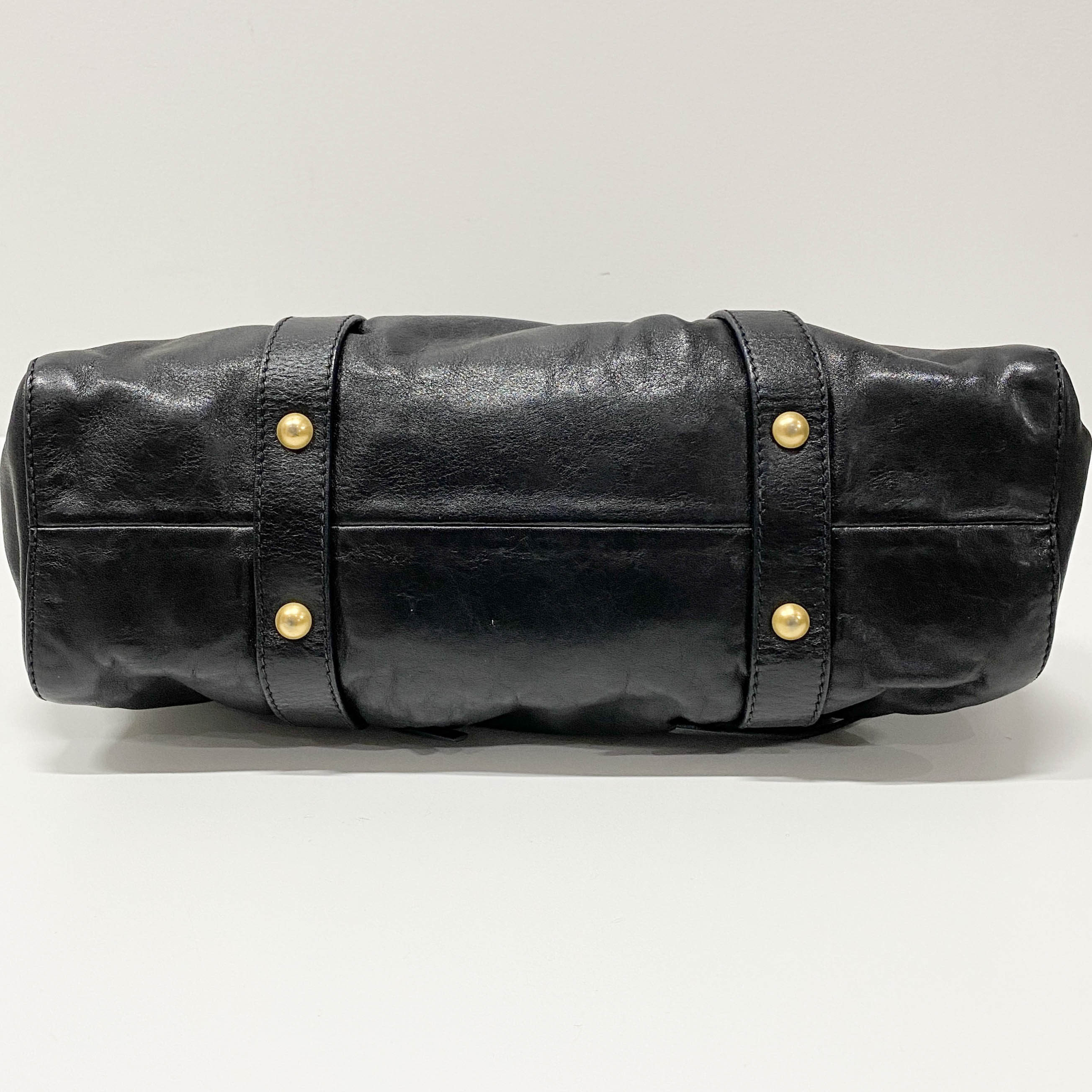 Vitello Black Calfskin Leather Two Way Bag