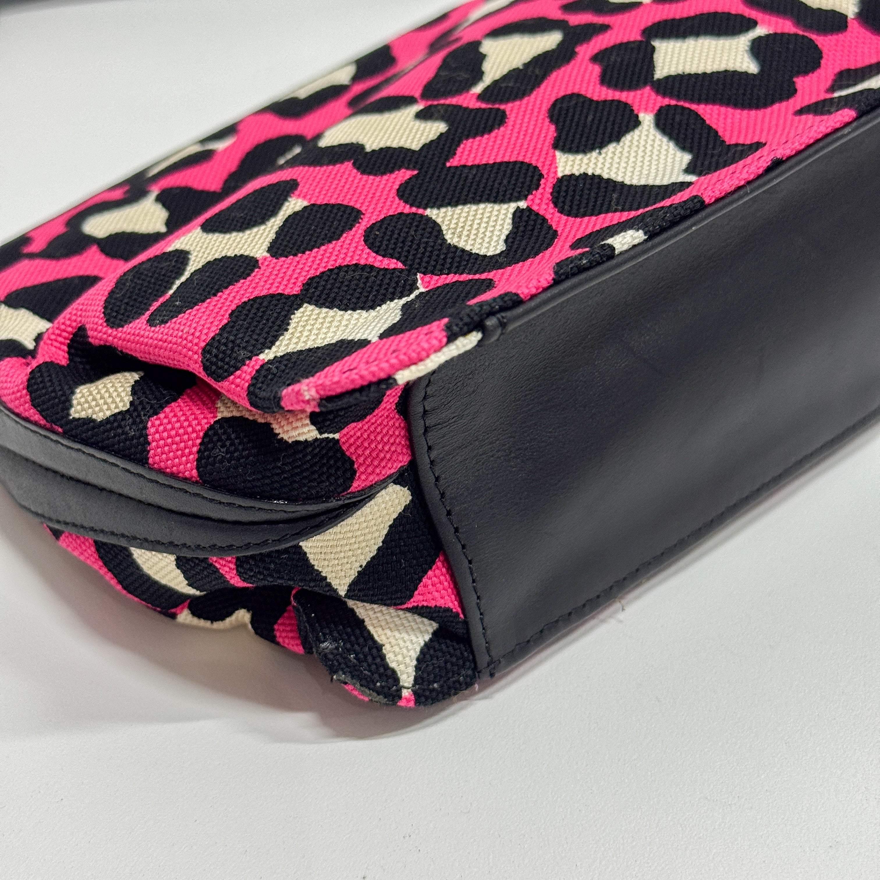 Pink Leopard Print Cotton Shoulder Bag