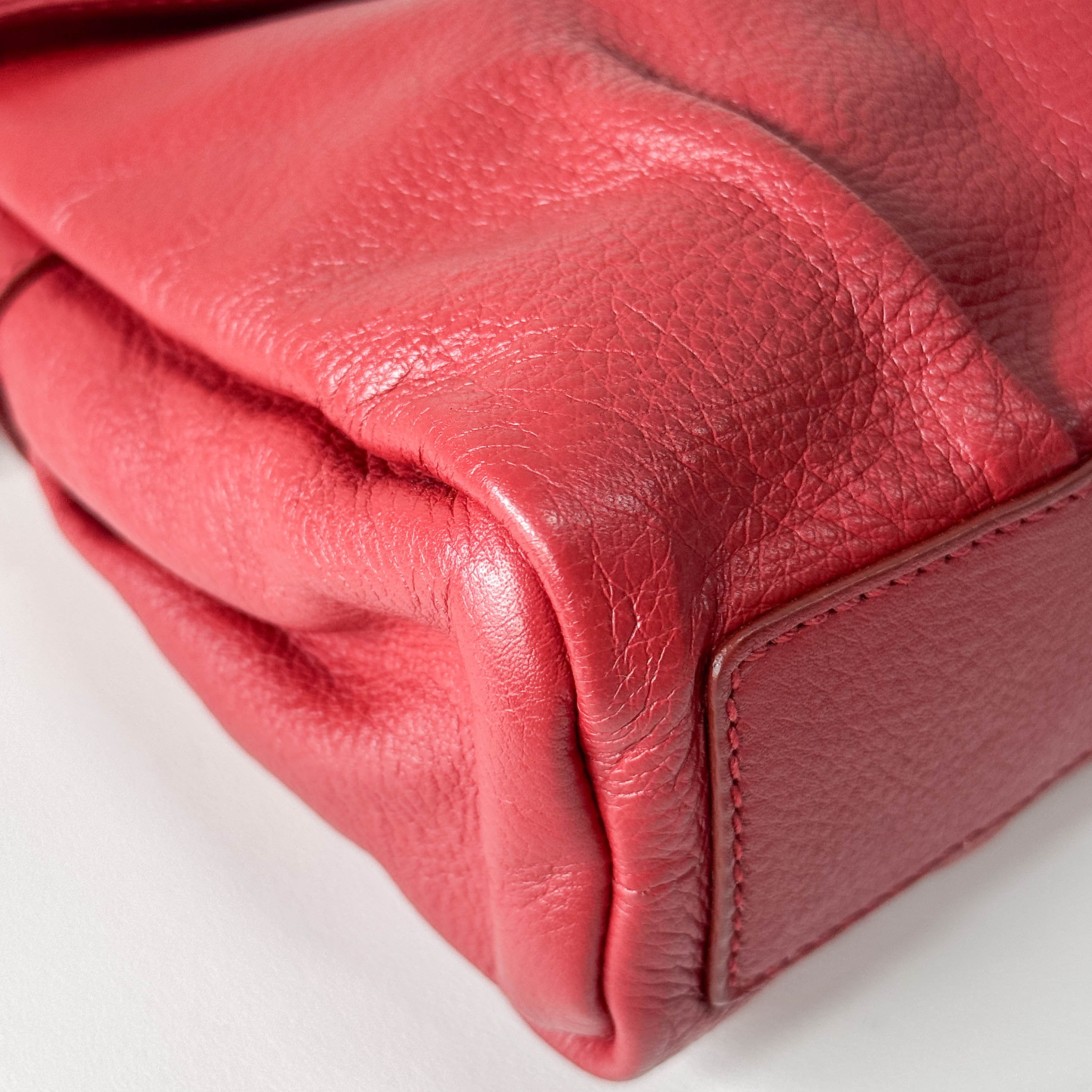 Dandy Red Leather Chain Strap Shoulder Bag