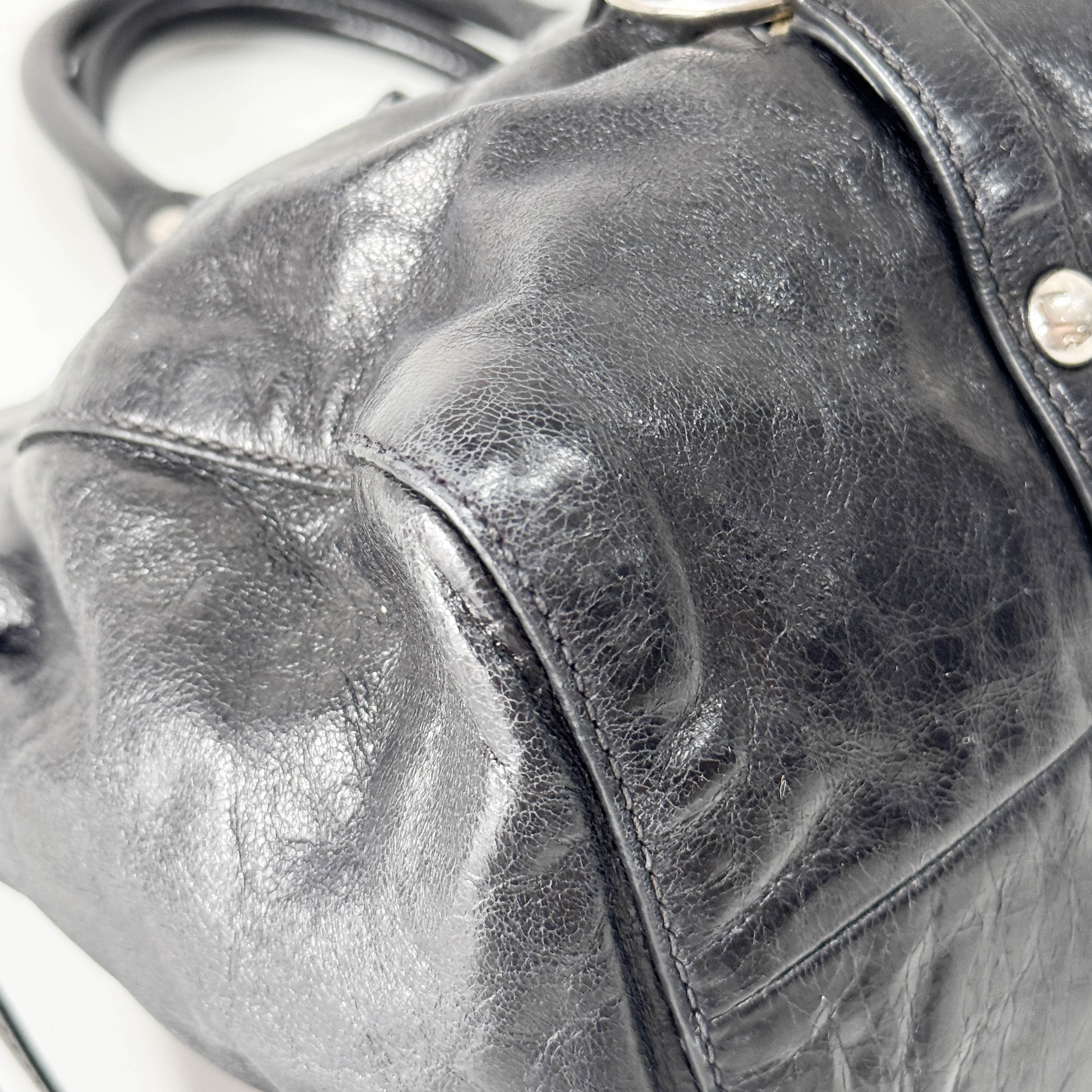 Vitello Black Leather Two Way Bag